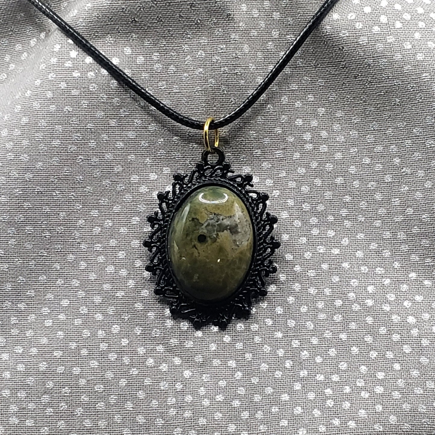 Ocean Jasper Crystal 1" Oval Natural Polished Stone Pendant Necklace (CJ00001) Simply CBD LLC
