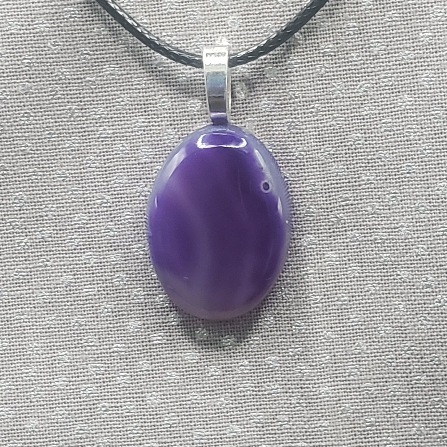 Amethyst Crystal 7/8" Oval Natural Stone Pendant Necklace 20" Black Cord (CJ00026) Simply CBD LLC