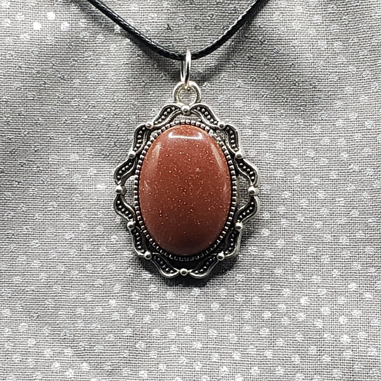 Sandstone Earth Element 1" Oval Stone Pendant Necklace Jewelry 20" black cord (CJ00030) Simply CBD LLC