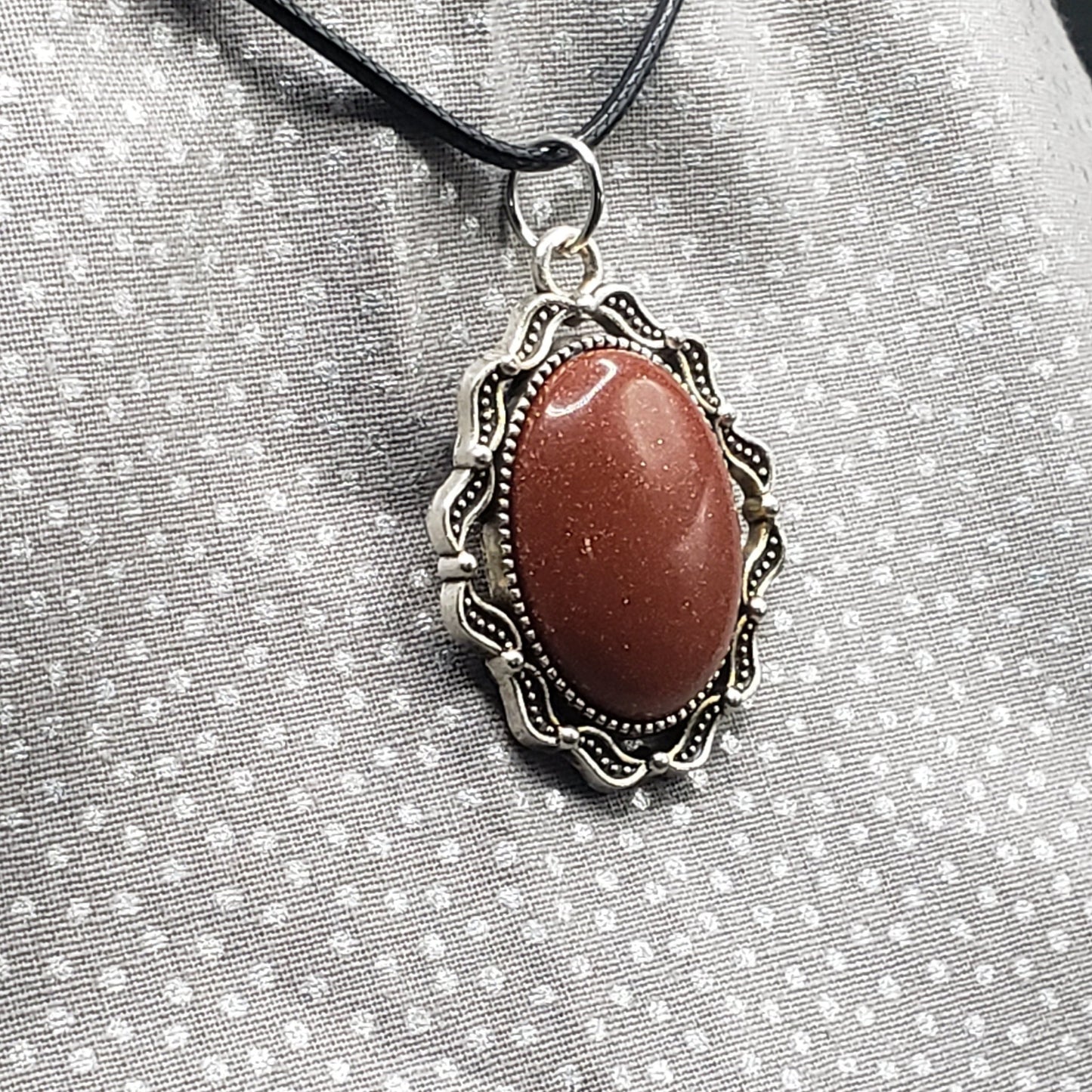 Sandstone Earth Element 1" Oval Stone Pendant Necklace Jewelry 20" black cord (CJ00030) Simply CBD LLC