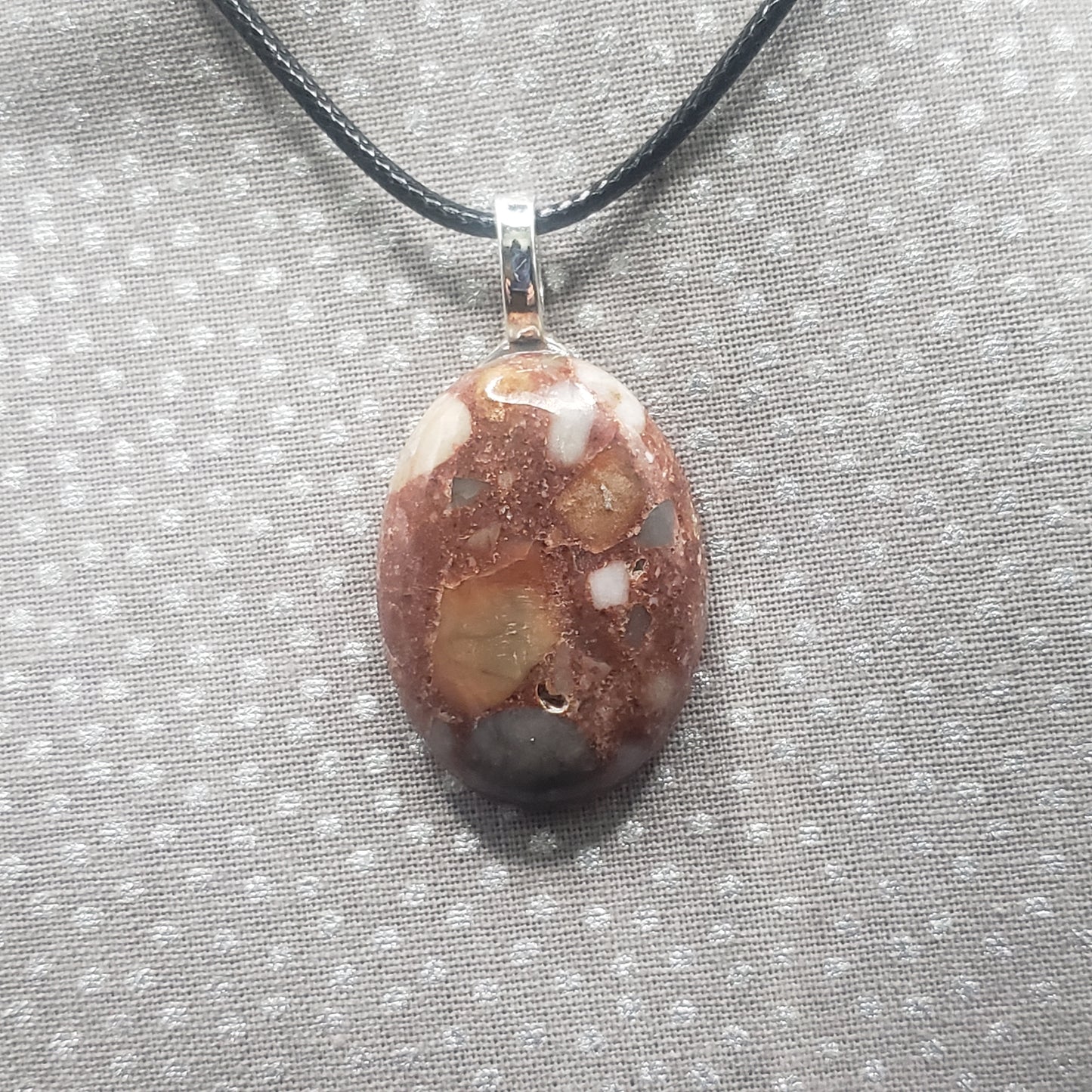 Spotted Jasper Crystal 1 1/4" Oval Natural Stone Pendant Necklace (CJ00032) Simply CBD LLC