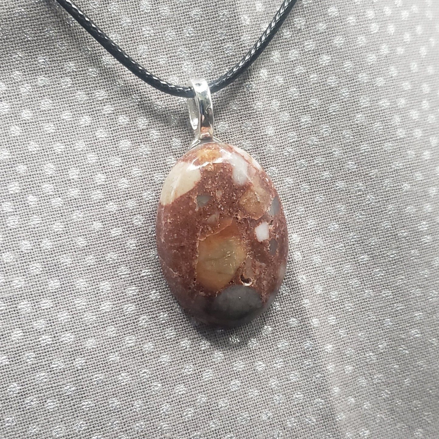 Spotted Jasper Crystal 1 1/4" Oval Natural Stone Pendant Necklace (CJ00032) Simply CBD LLC
