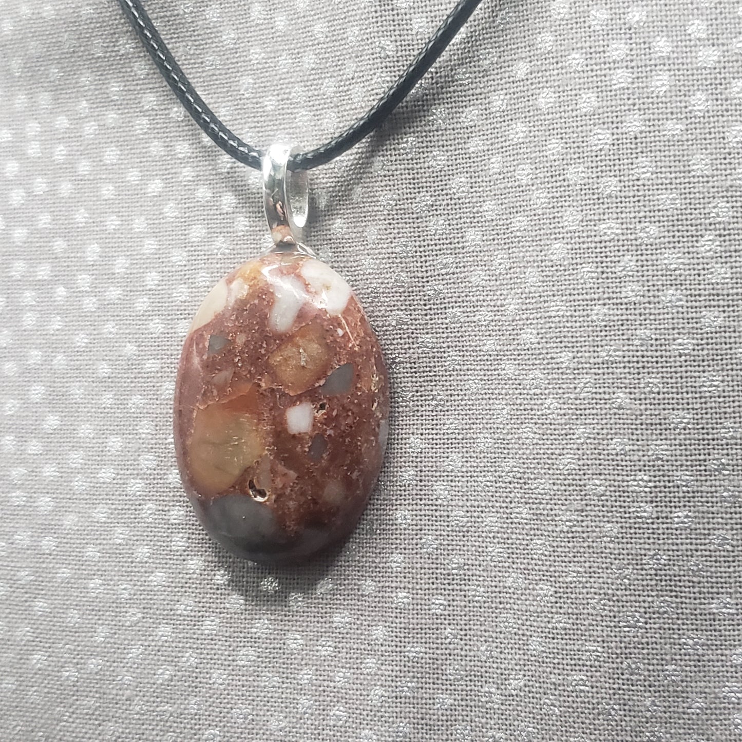 Spotted Jasper Crystal 1 1/4" Oval Natural Stone Pendant Necklace (CJ00032) Simply CBD LLC