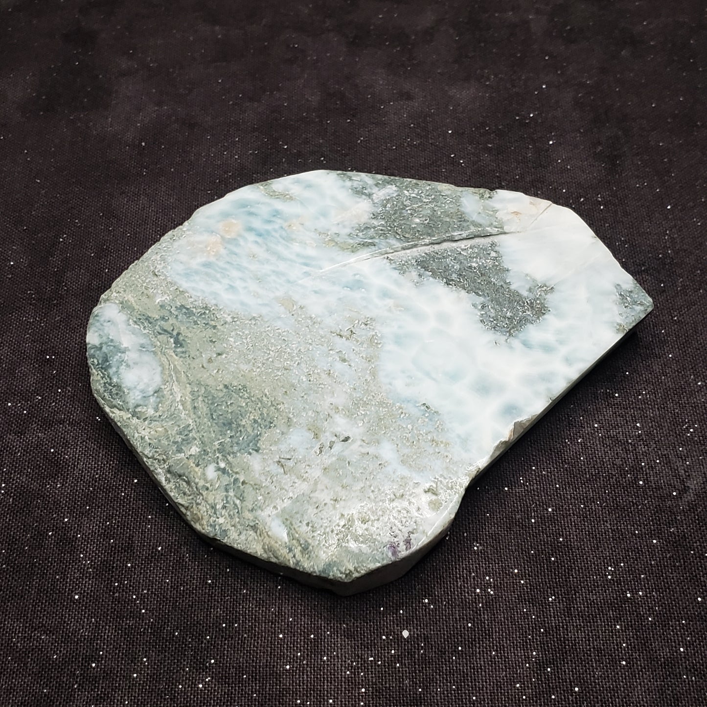 Larimar Lapidary Stone Stunning color 3.25 x 2.75 inches Raw Natural 120 grams LAR115A Simply CBD LLC