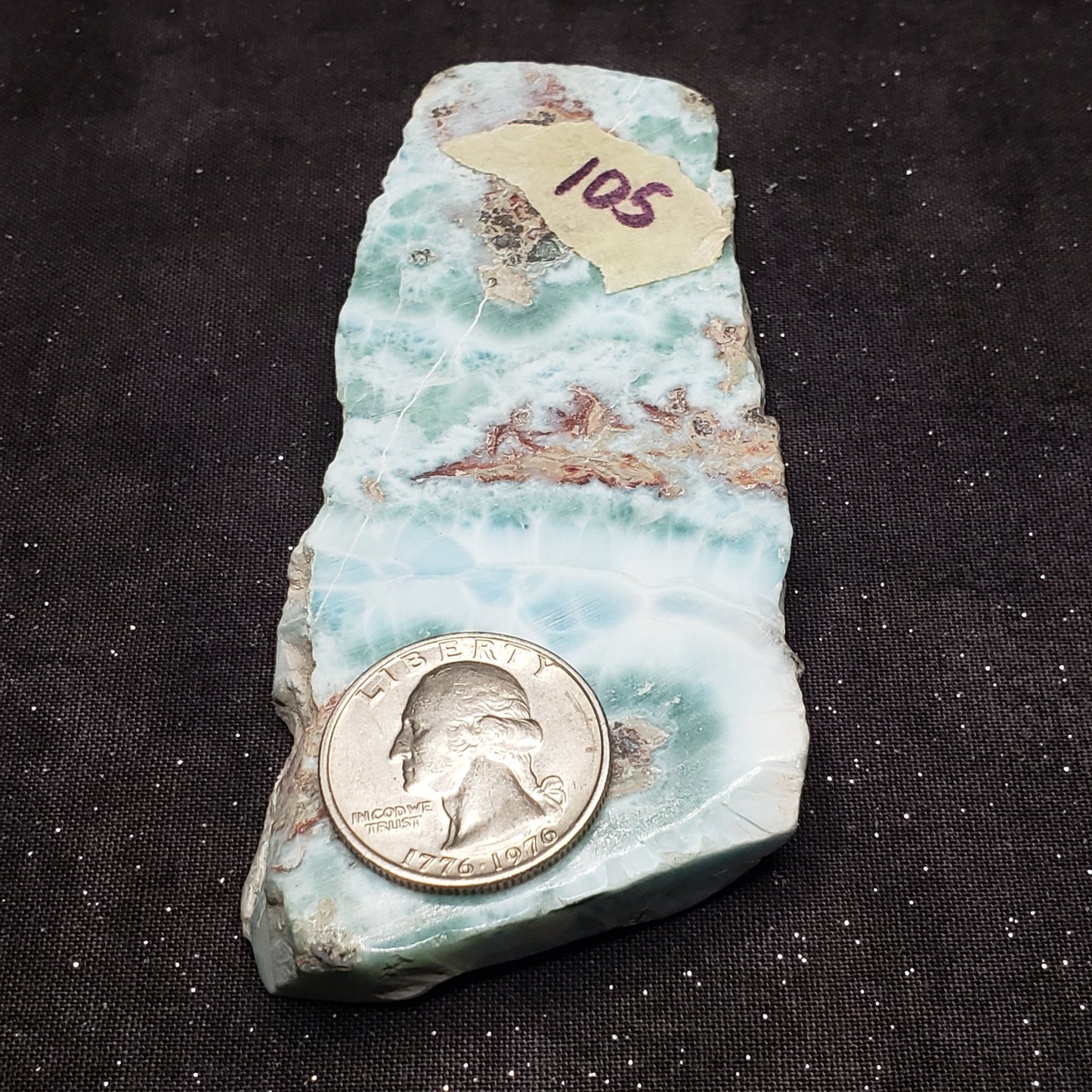 Larimar Lapidary Stone Polished 108 grams 4 x 1.75 inch spectacular Blue/Green LAR105 Simply CBD LLC