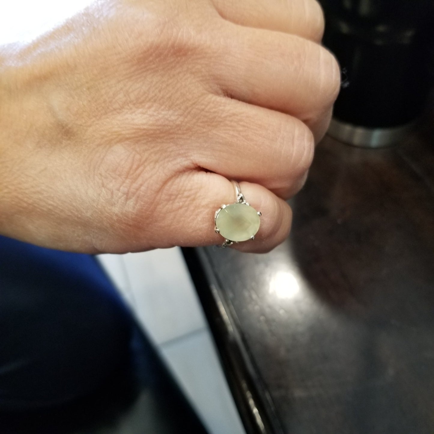 Prehnite Ring Silver Faceted size 6.5 Simply CBD LLC
