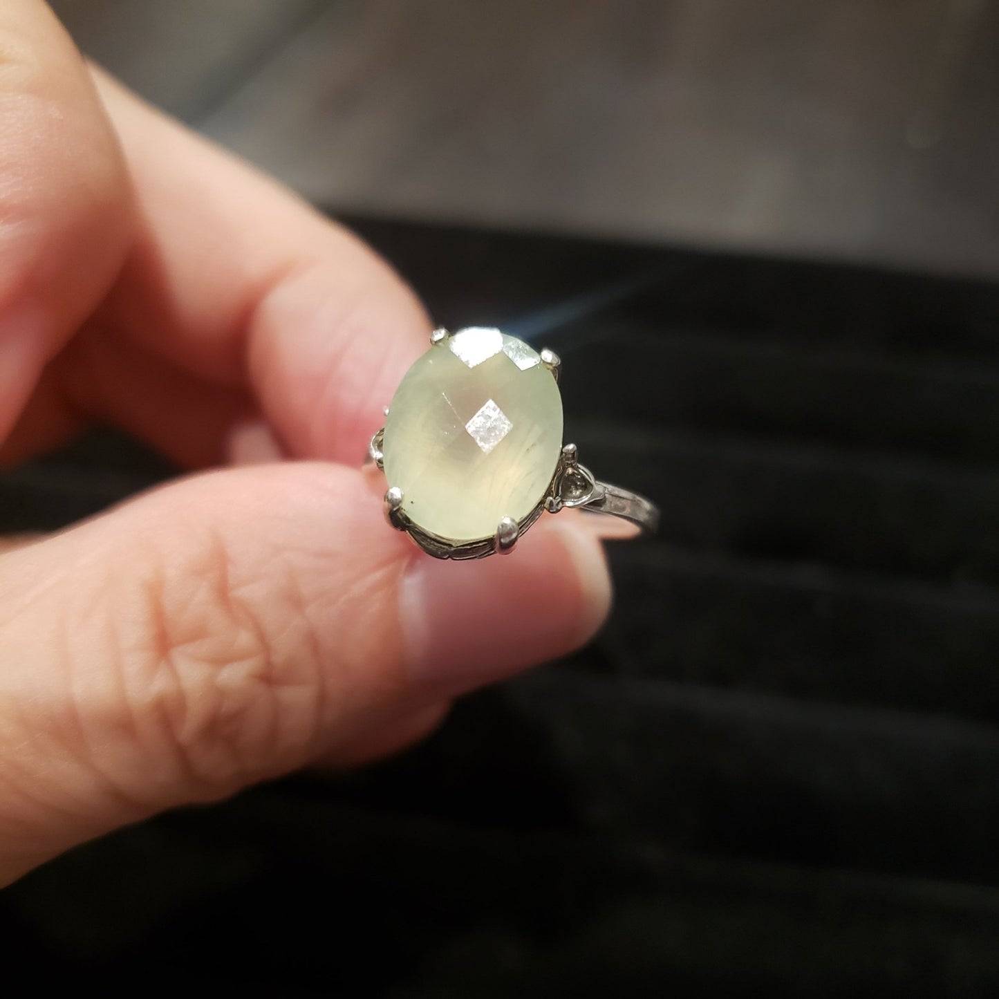 Prehnite Ring Silver Faceted size 6.5 Simply CBD LLC