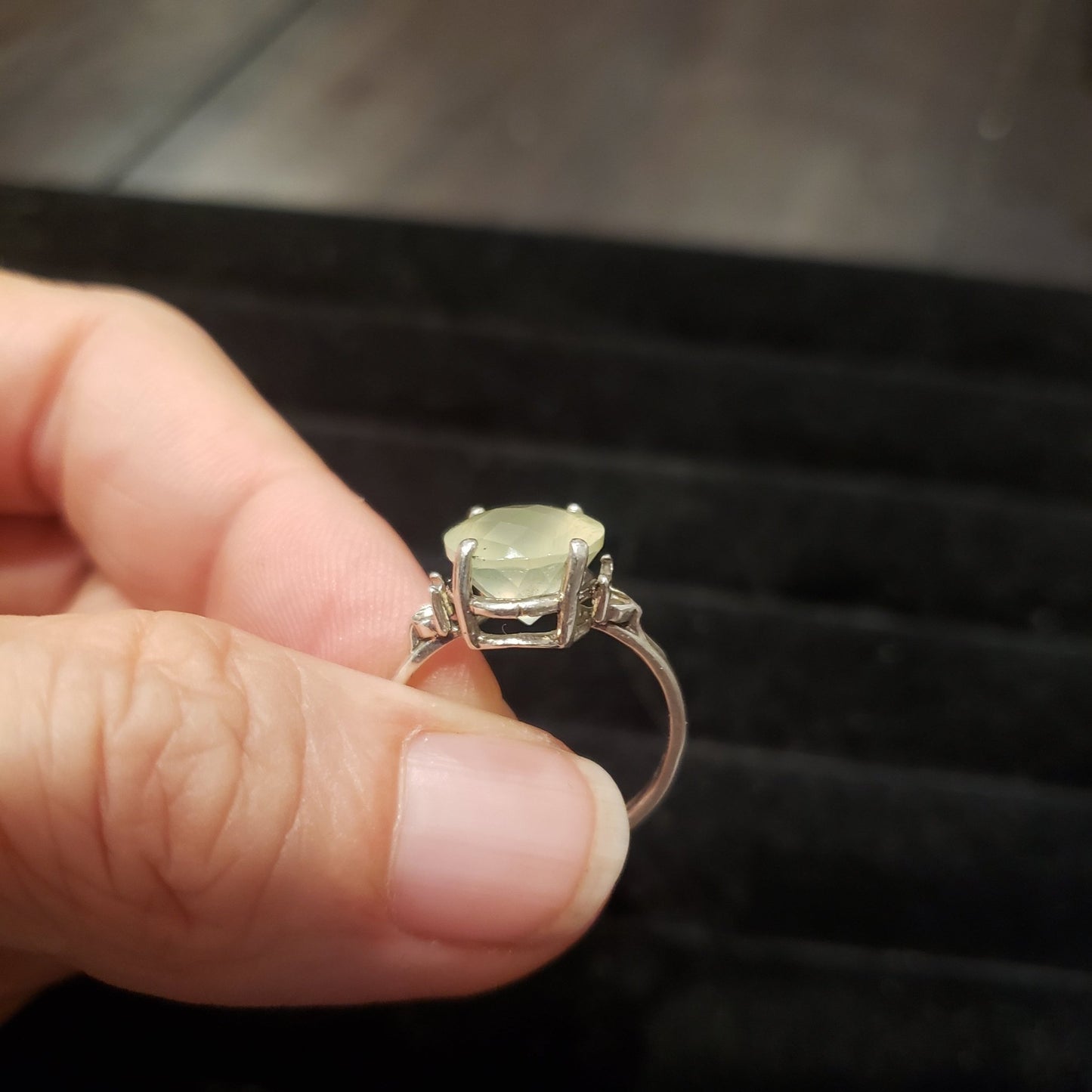 Prehnite Ring Silver Faceted size 6.5 Simply CBD LLC