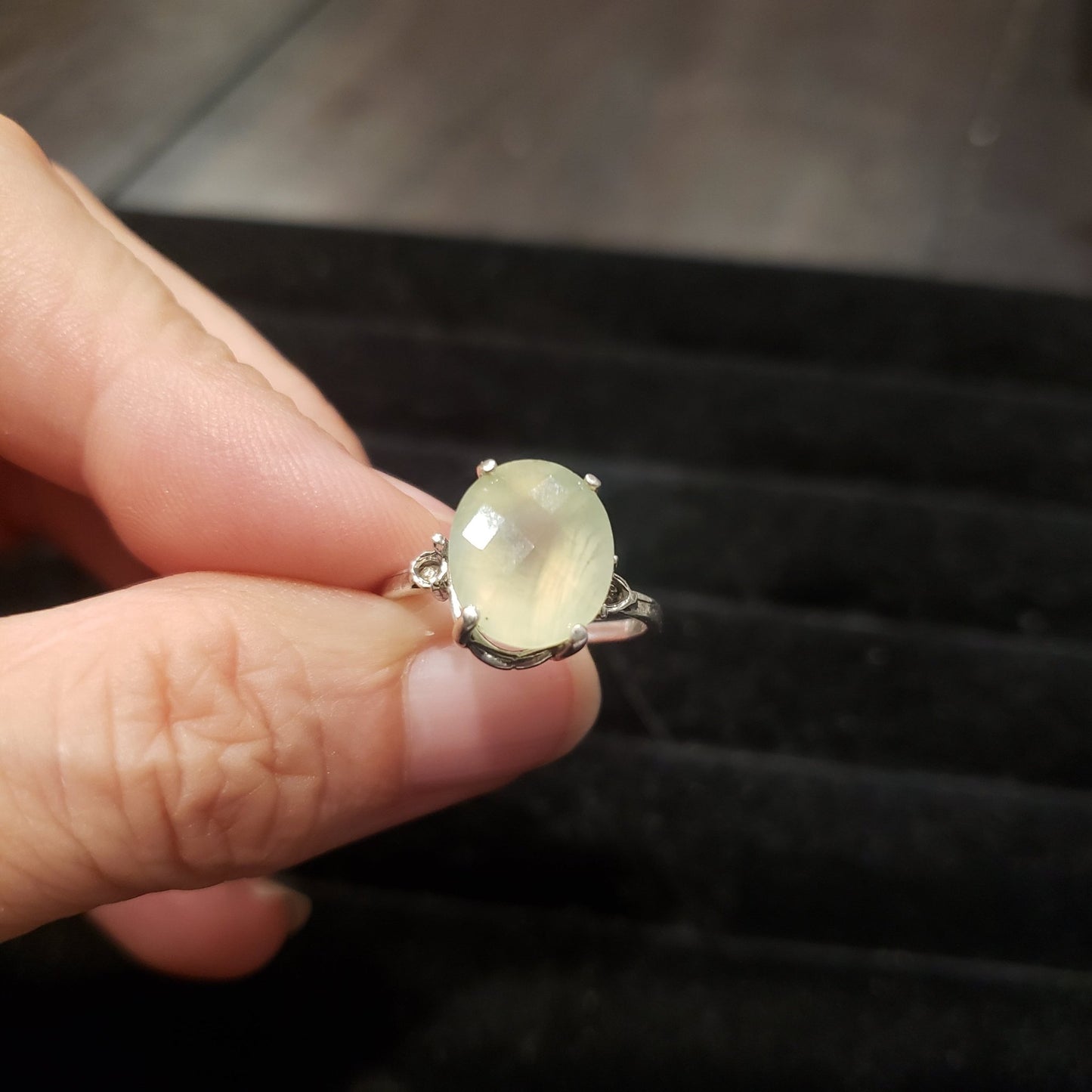 Prehnite Ring Silver Faceted size 6.5 Simply CBD LLC