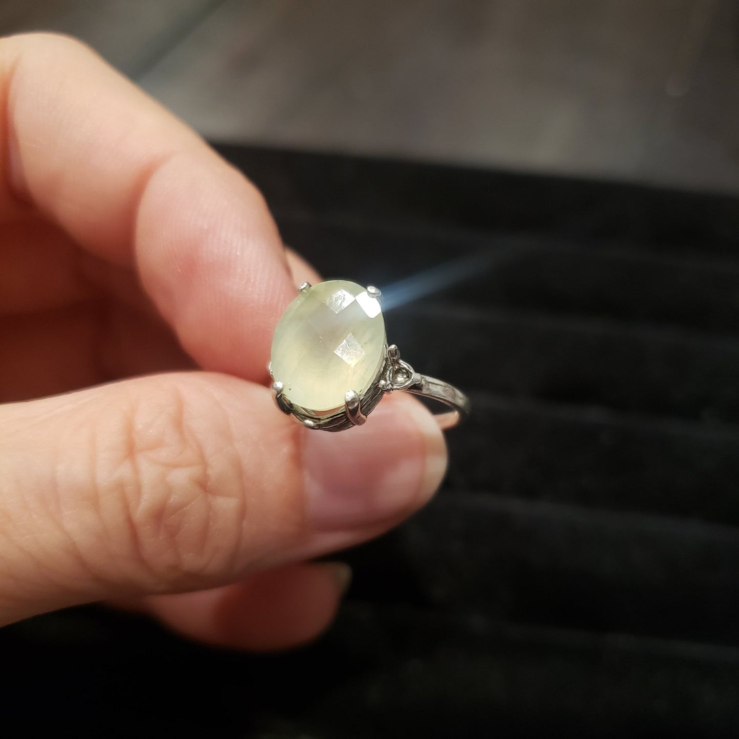 Prehnite Ring Silver Faceted size 6.5 Simply CBD LLC