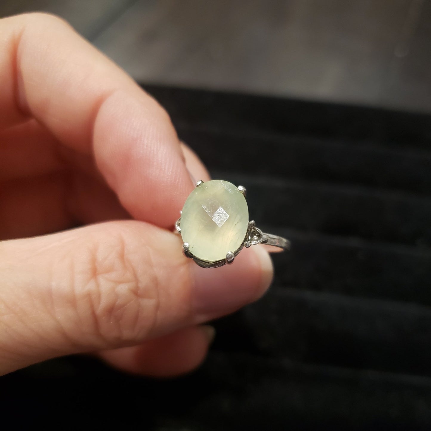 Prehnite Ring Silver Faceted size 6.5 Simply CBD LLC