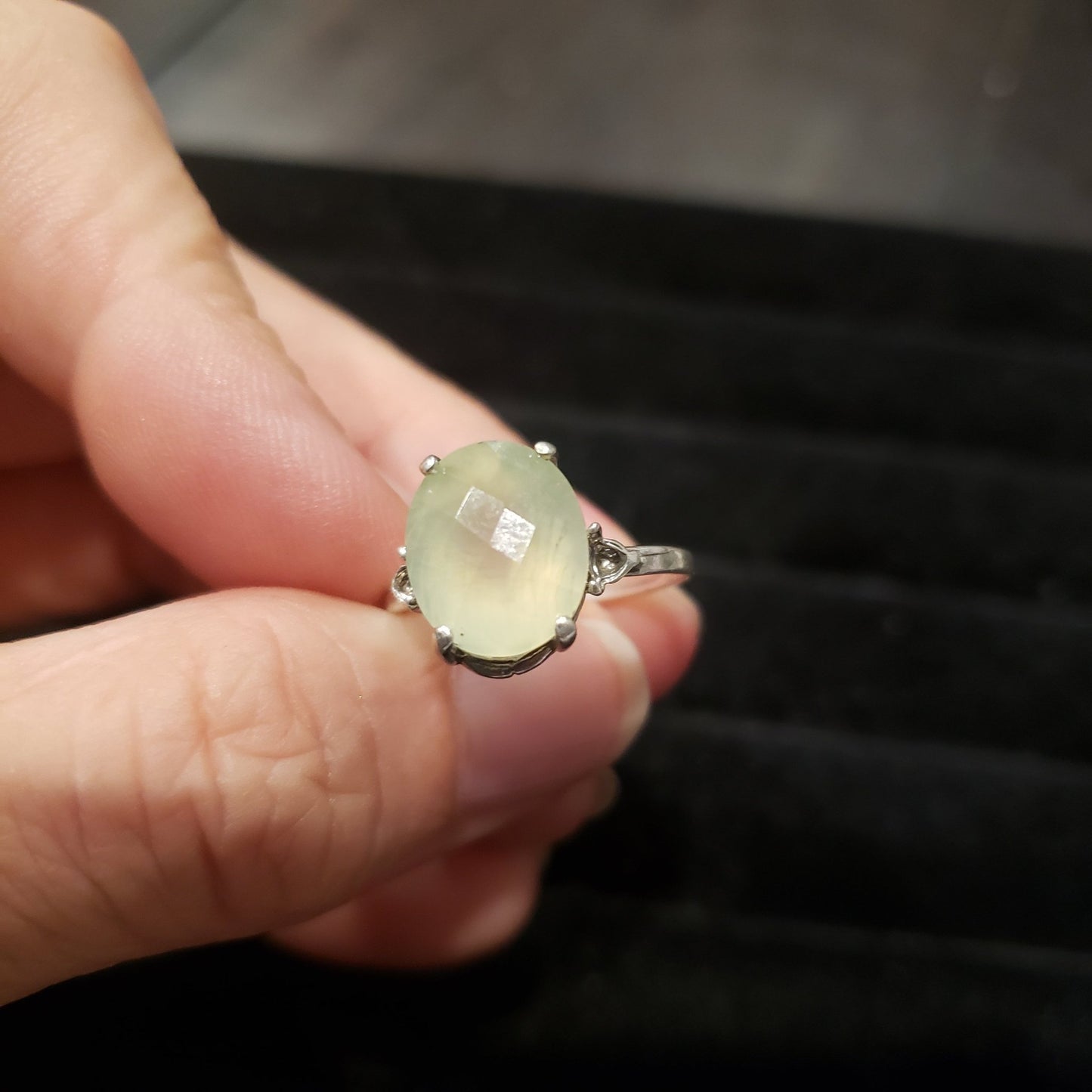 Prehnite Ring Silver Faceted size 6.5 Simply CBD LLC