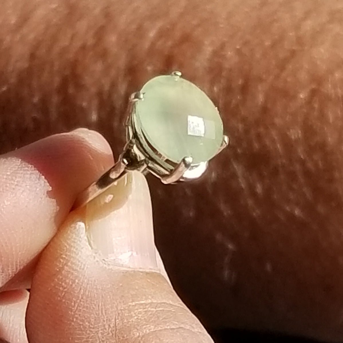 Prehnite Ring Silver Faceted size 6.5 Simply CBD LLC