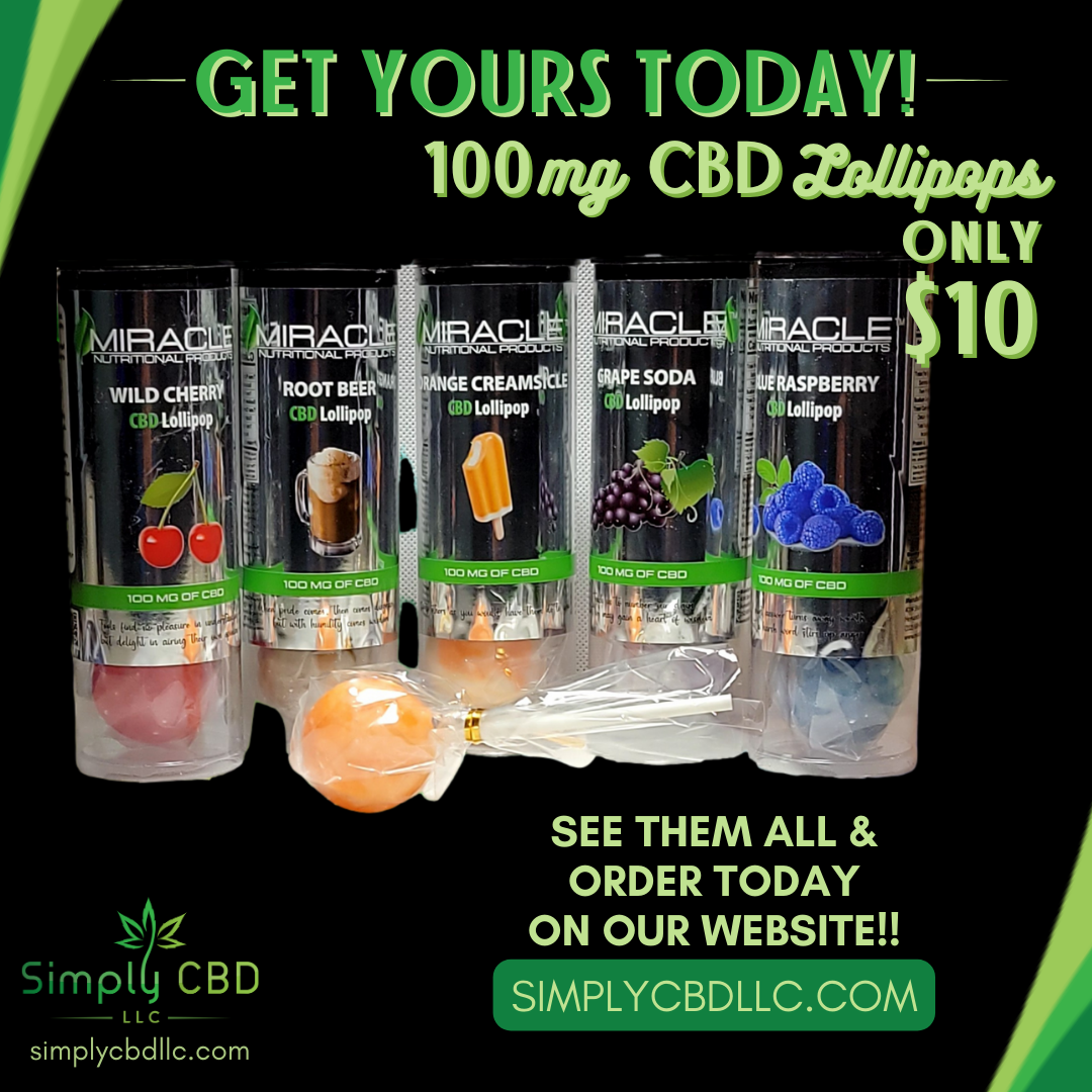 CBD Lollipops 100 mg each 6 flavors Simply CBD LLC