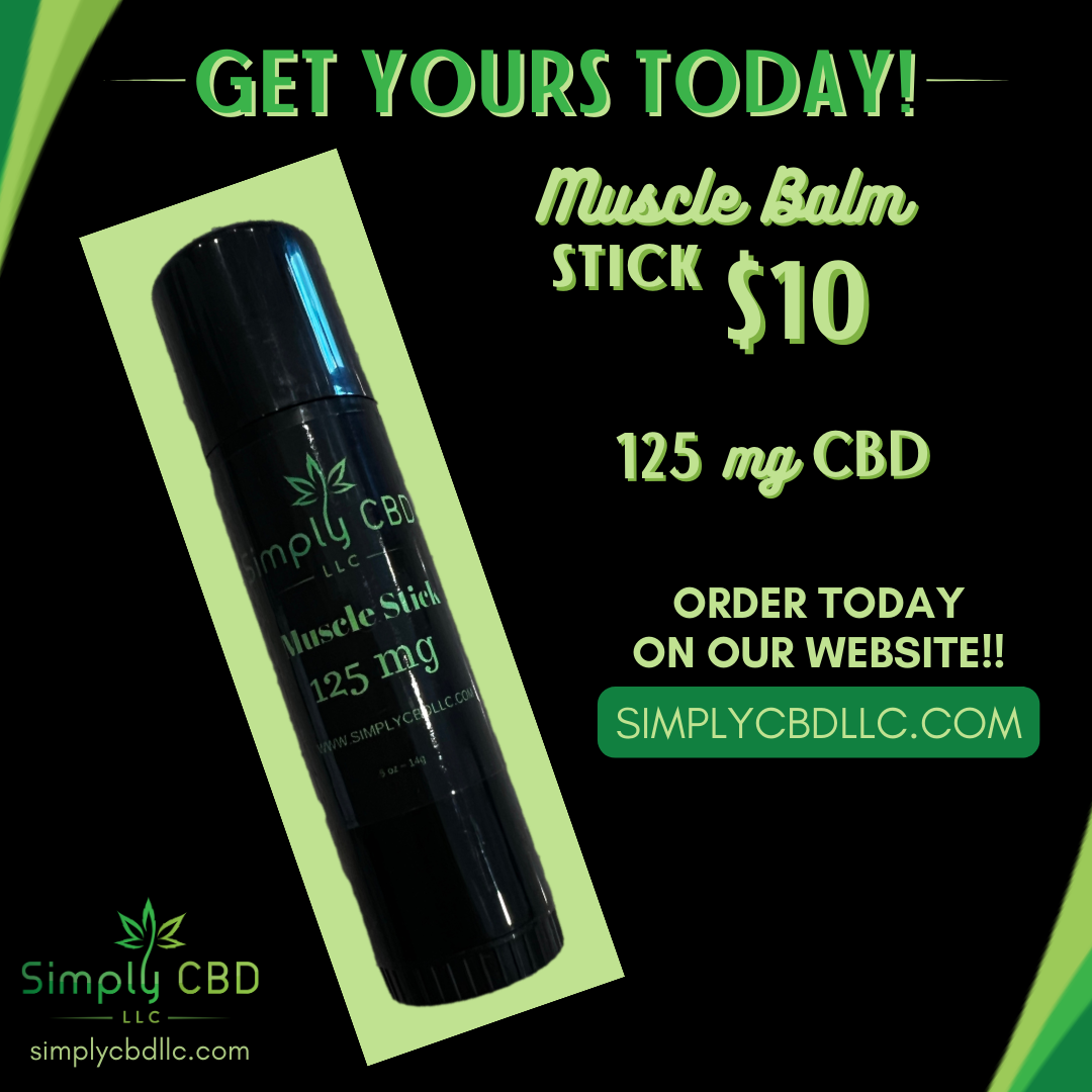 CBD Muscle Balm Stick 125 mg 0.5 oz Simply CBD LLC