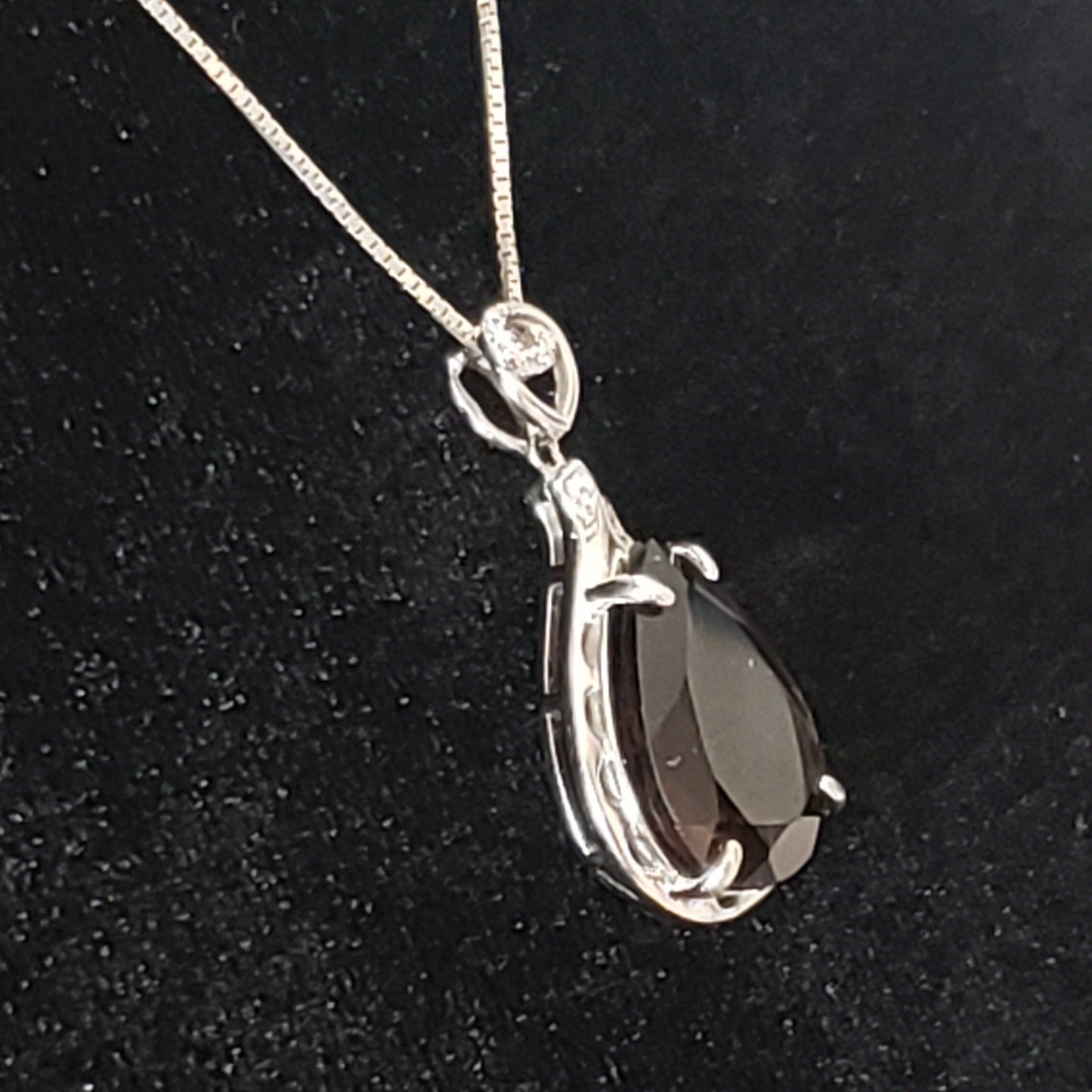 Smoky Quartz 21.5 carat Faceted Silver Pendant Simply CBD LLC
