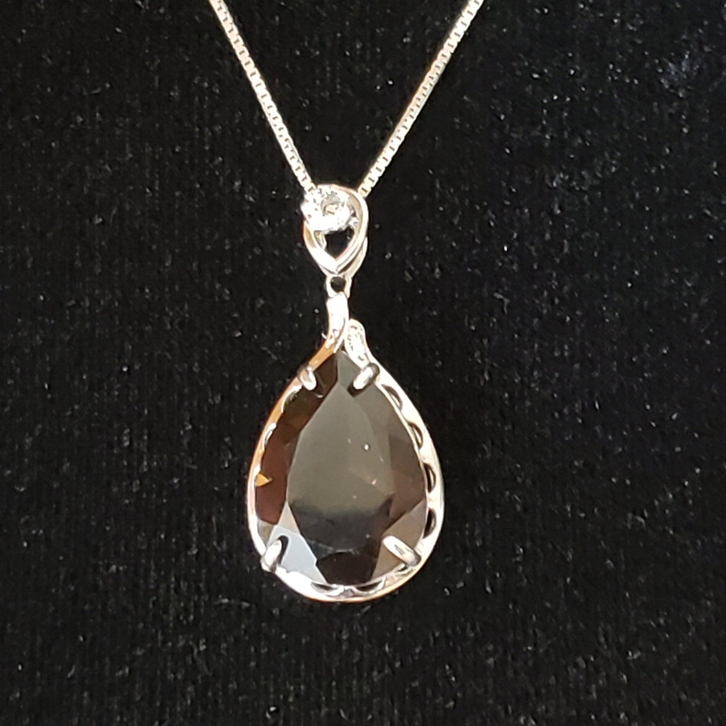 Smoky Quartz 21.5 carat Faceted Silver Pendant Simply CBD LLC