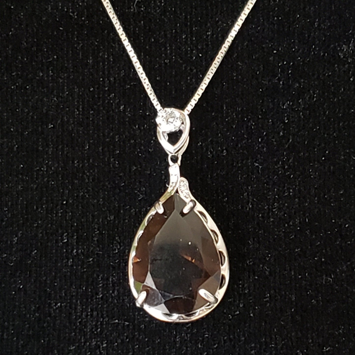 Smoky Quartz 21.5 carat Faceted Silver Pendant Simply CBD LLC