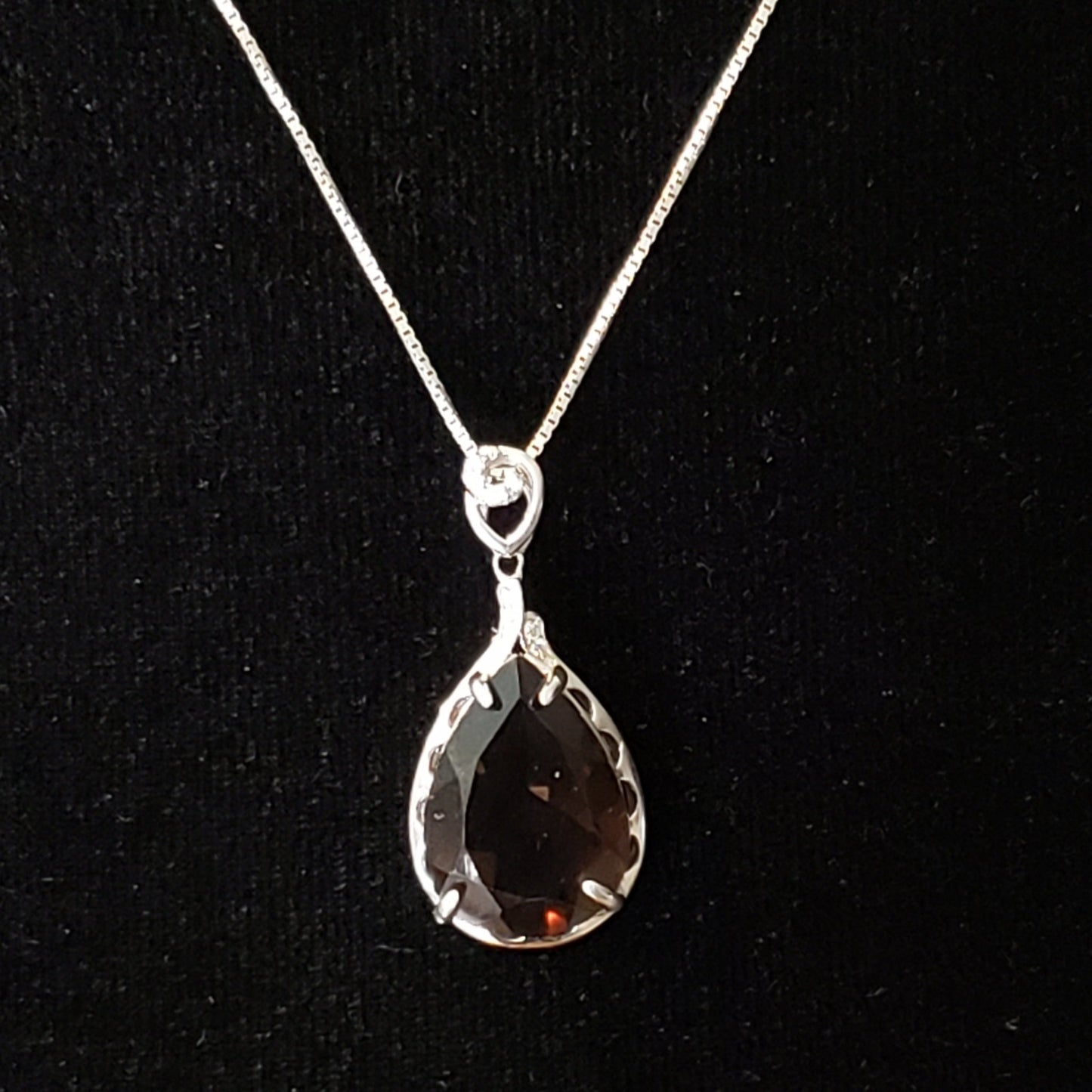 Smoky Quartz 21.5 carat Faceted Silver Pendant Simply CBD LLC