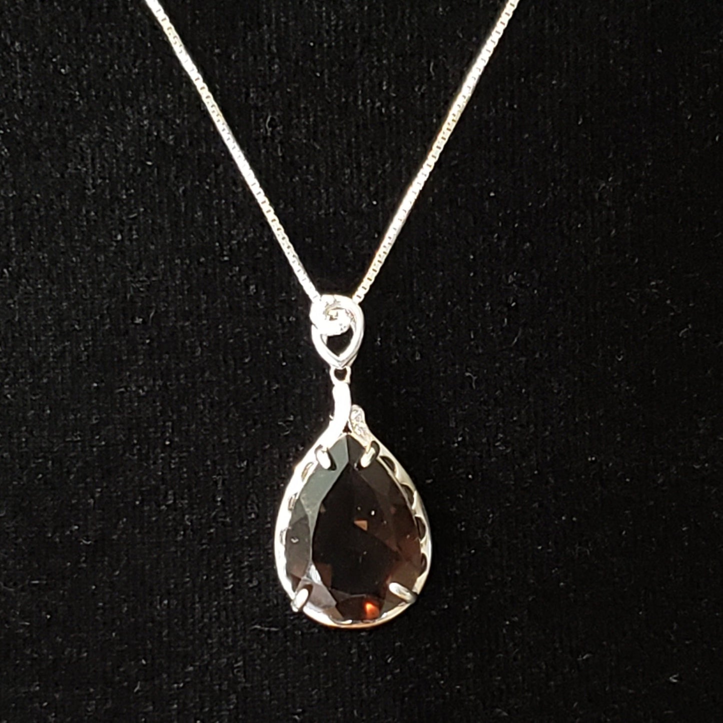Smoky Quartz 21.5 carat Faceted Silver Pendant Simply CBD LLC