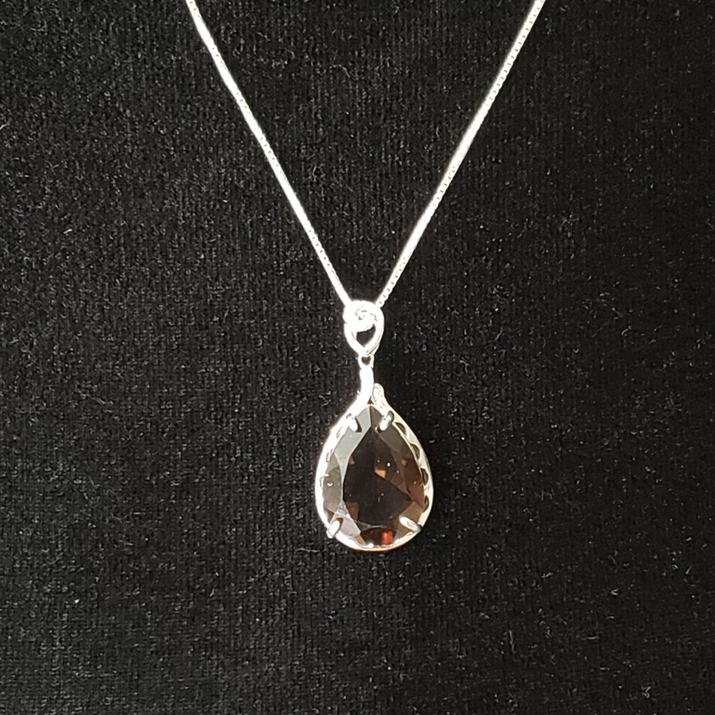Smoky Quartz 21.5 carat Faceted Silver Pendant Simply CBD LLC