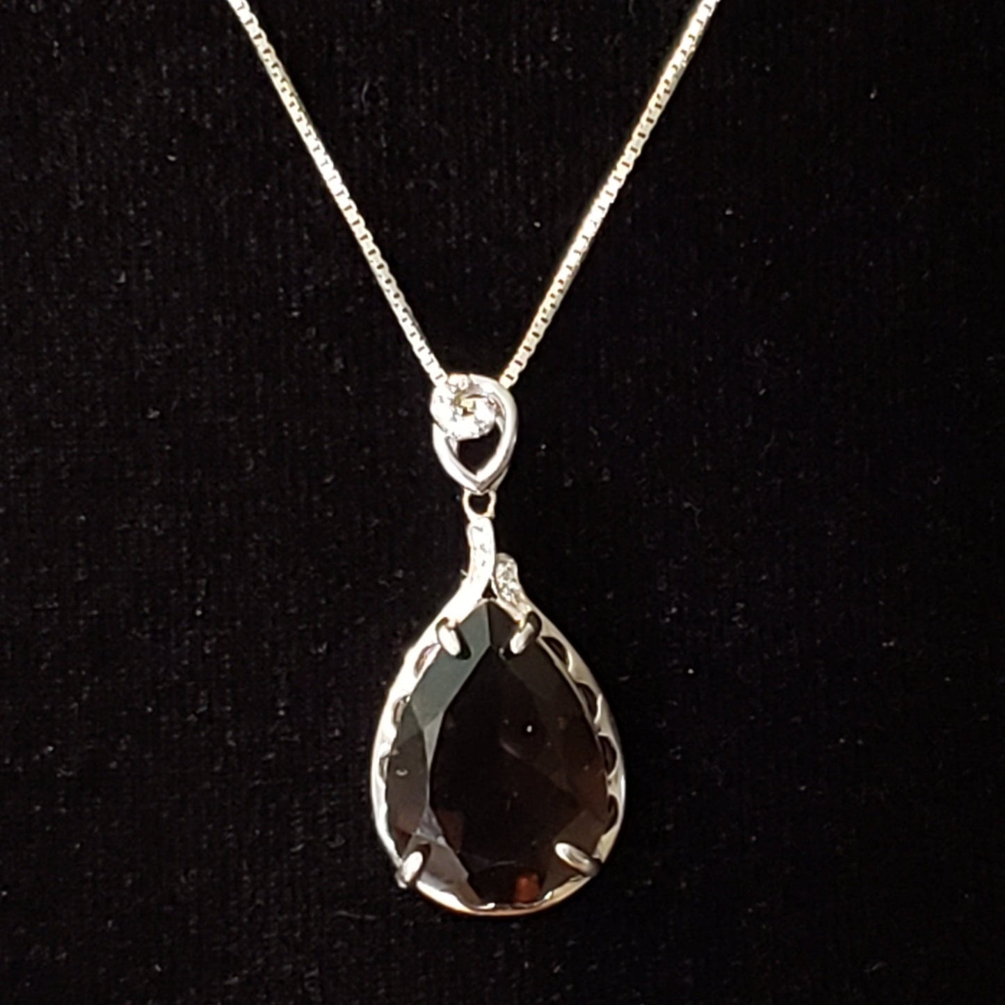 Smoky Quartz 21.5 carat Faceted Silver Pendant Simply CBD LLC