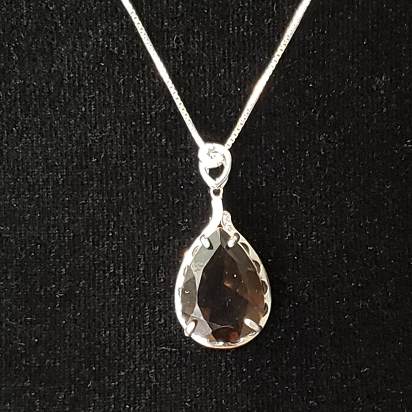 Smoky Quartz 21.5 carat Faceted Silver Pendant Simply CBD LLC