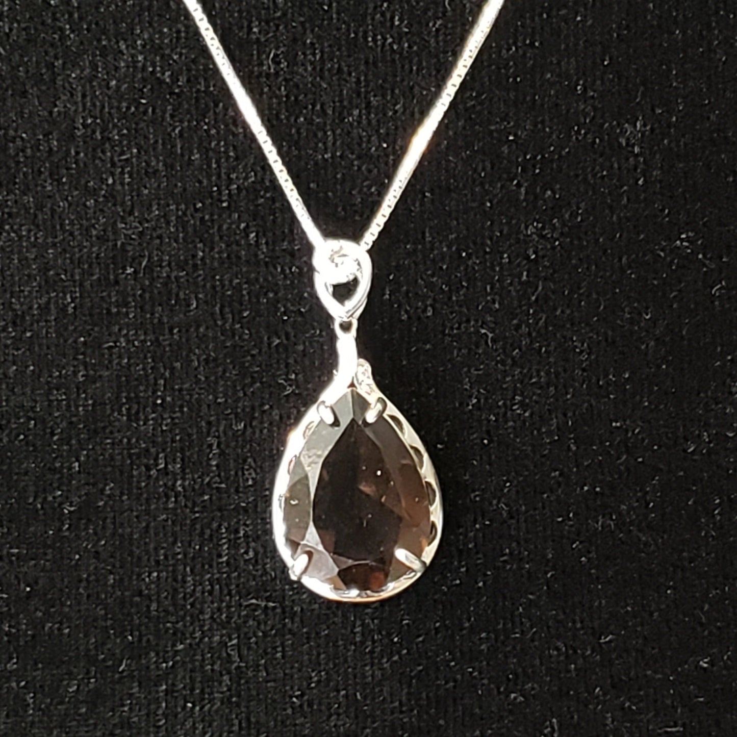 Smoky Quartz 21.5 carat Faceted Silver Pendant Simply CBD LLC