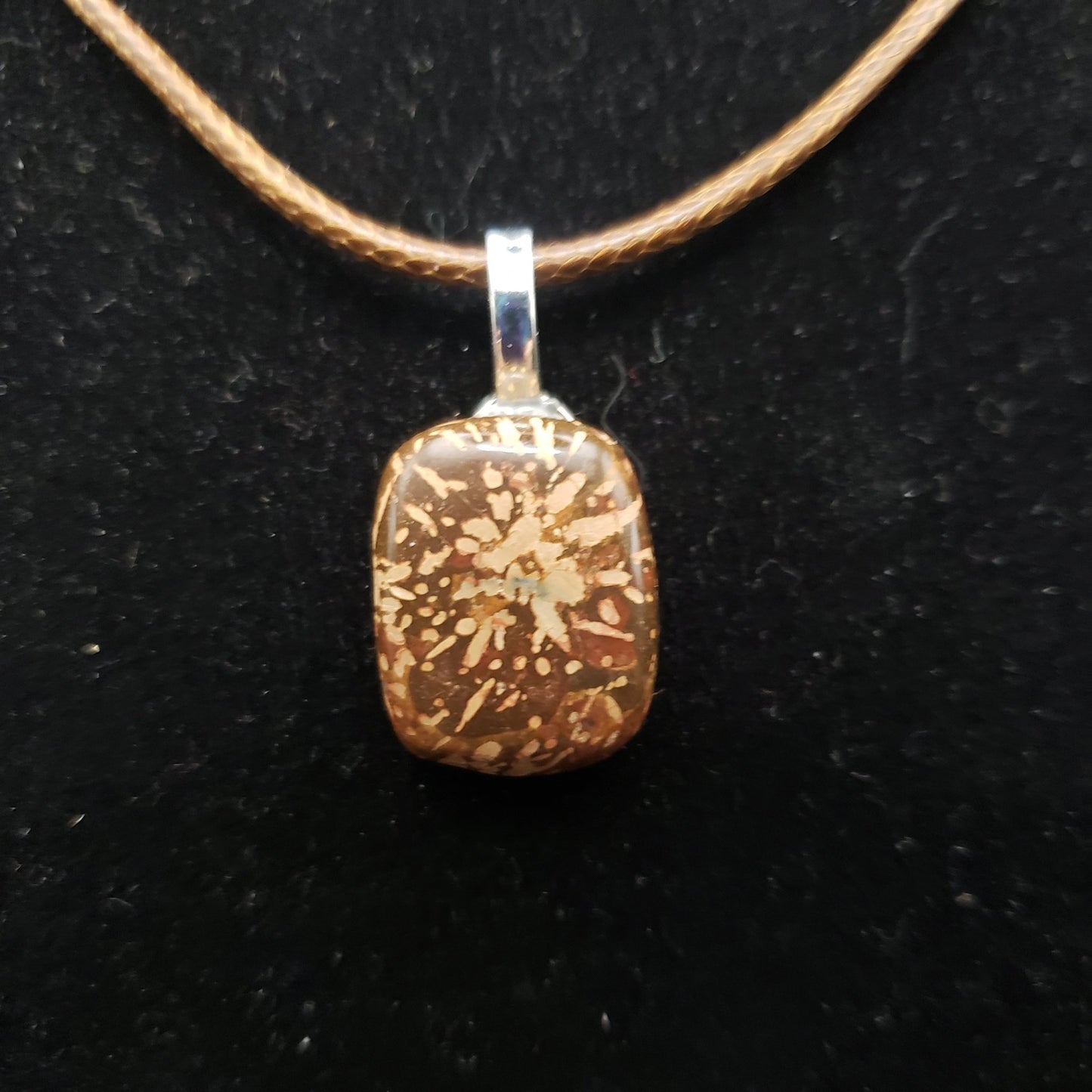 Starburst Jasper Agate 3/4" Rectangle Stone Pendant 18" brown cord Necklace (CJ00027) Simply CBD LLC