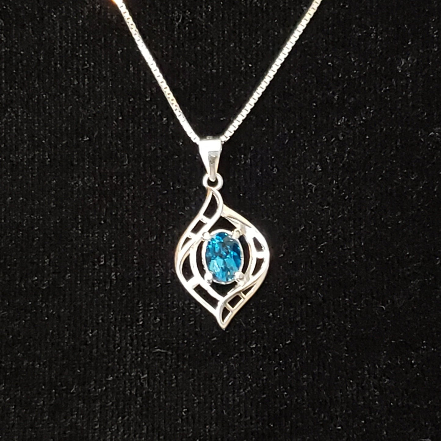 Faceted 8.5 carat Blue Topaz Silver Pendant Simply CBD LLC