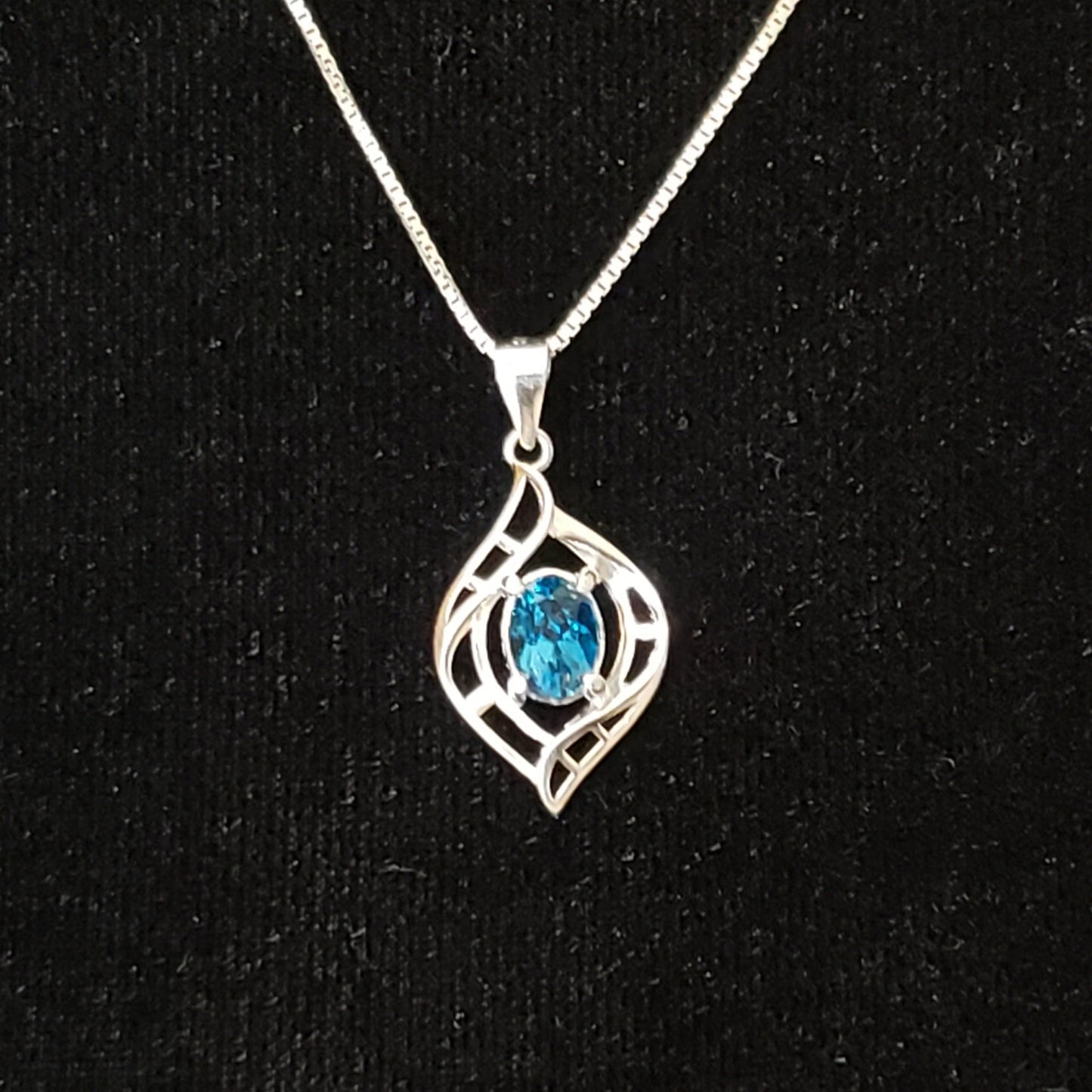 Faceted 8.5 carat Blue Topaz Silver Pendant Simply CBD LLC