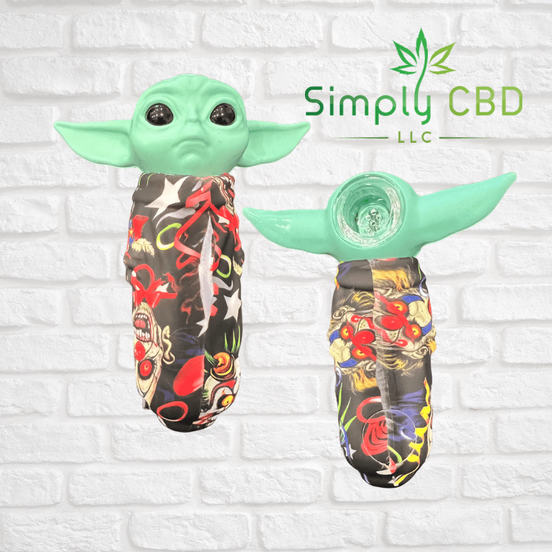 Silicone Baby Yoda Hand Pipe with Glass Bowl $9.99 Simply CBD LLC
