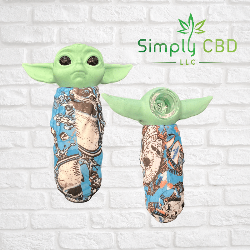 Silicone Baby Yoda Hand Pipe with Glass Bowl $9.99 Simply CBD LLC