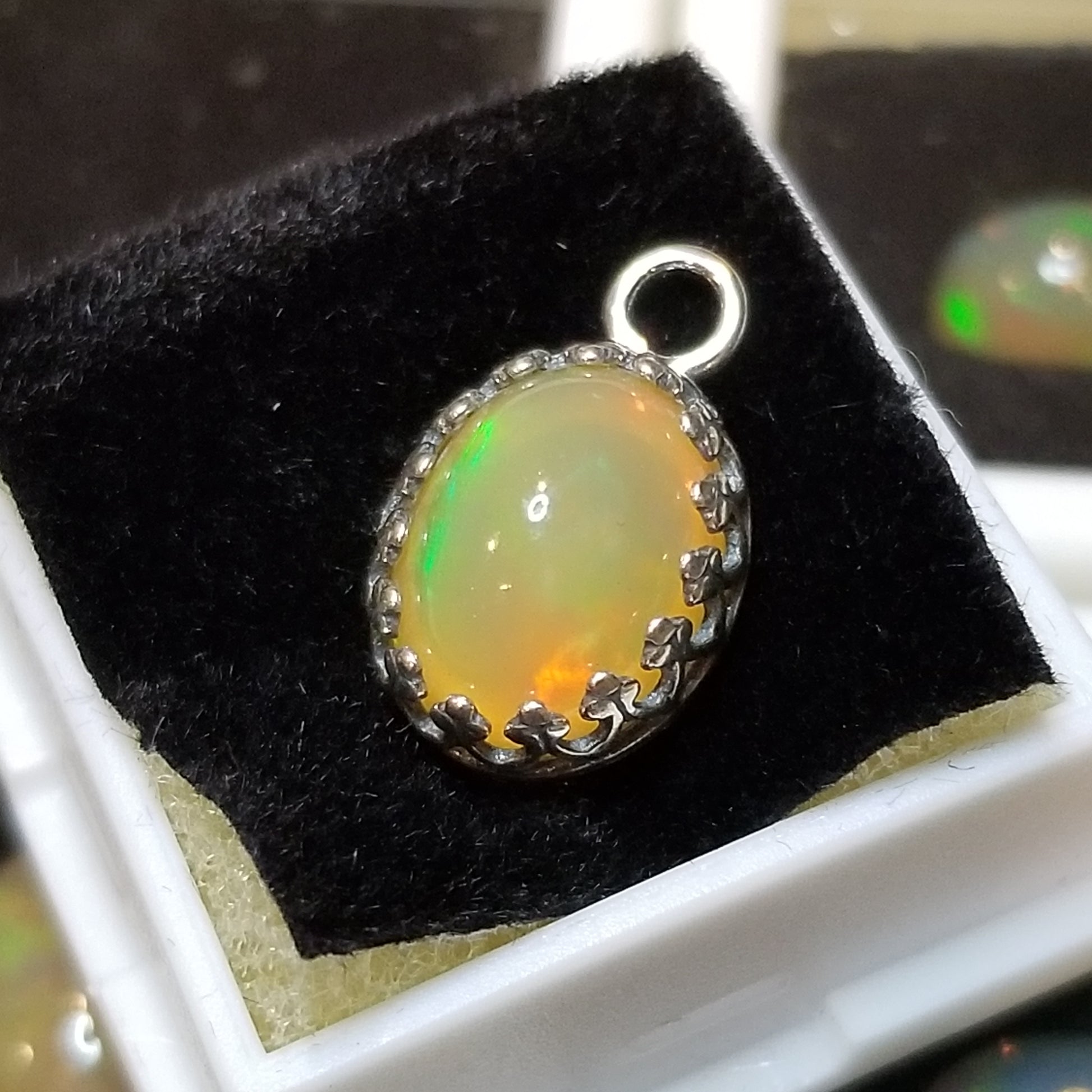 Ethiopian Yellow Opal 4ct Pendant Semi Precious Gemstone Silver Pendant (170-34-1) Simply CBD LLC