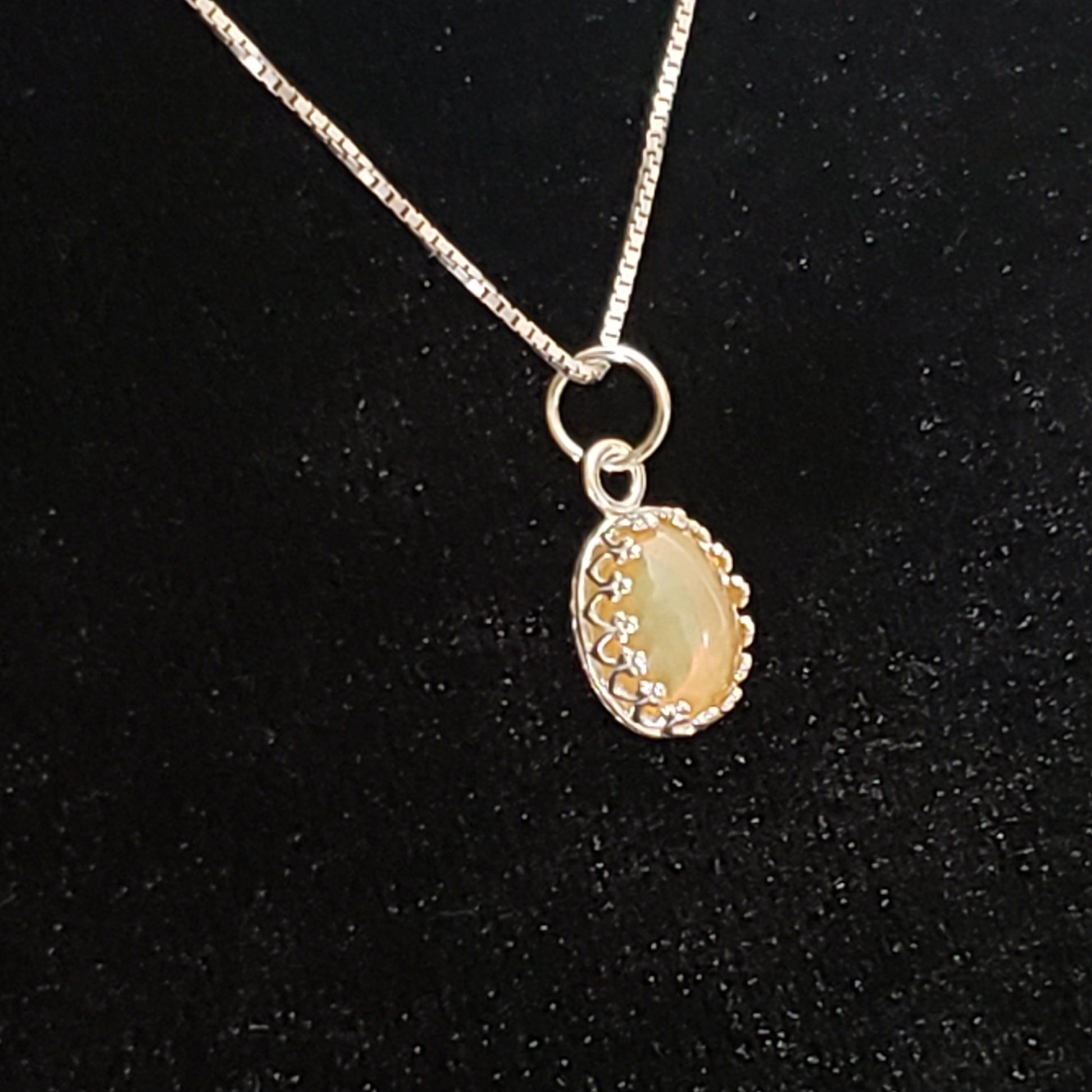 Ethiopian Yellow Opal 4ct Pendant Semi Precious Gemstone Silver Pendant (170-34-2) Simply CBD LLC