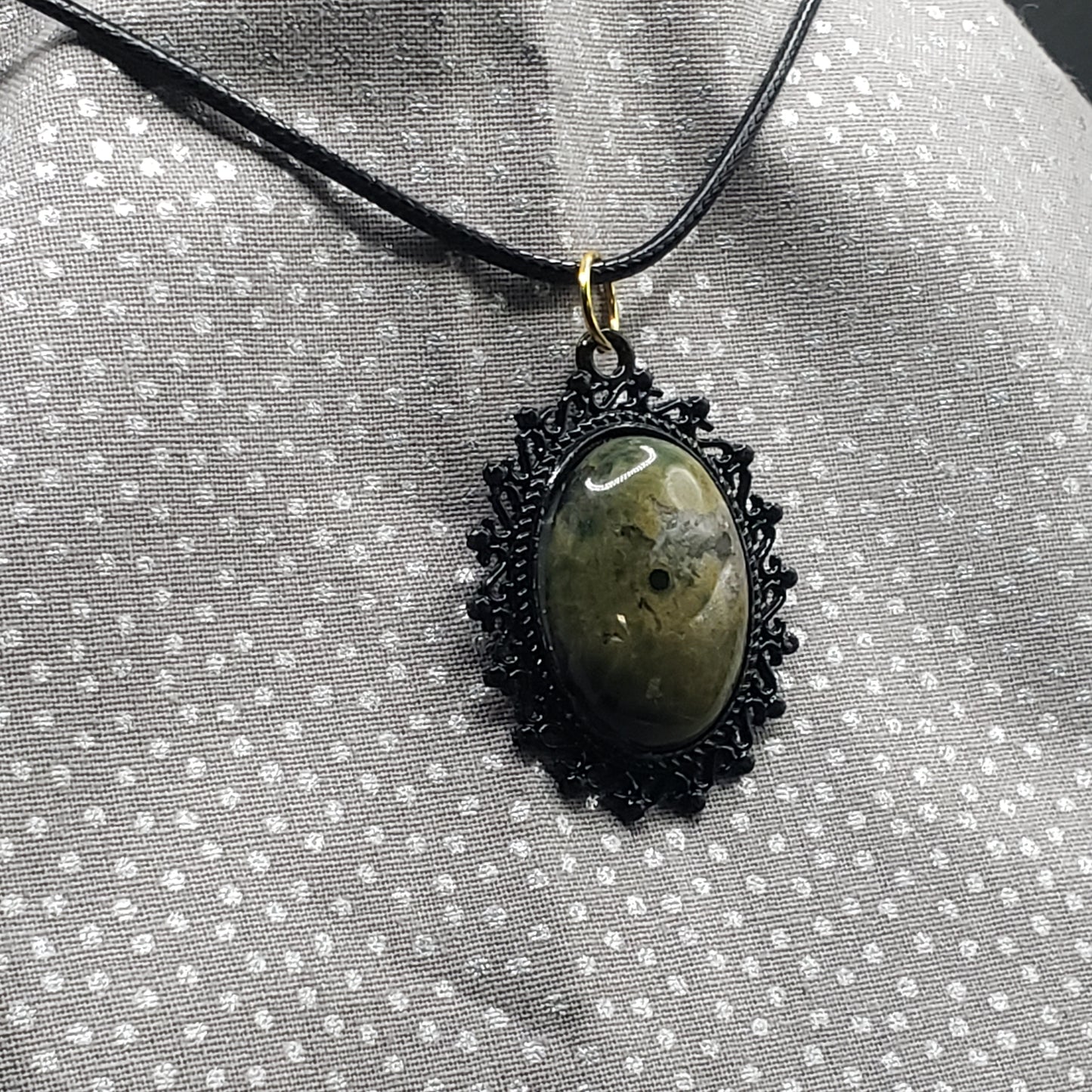 Ocean Jasper Crystal 1" Oval Natural Polished Stone Pendant Necklace (CJ00001) Simply CBD LLC