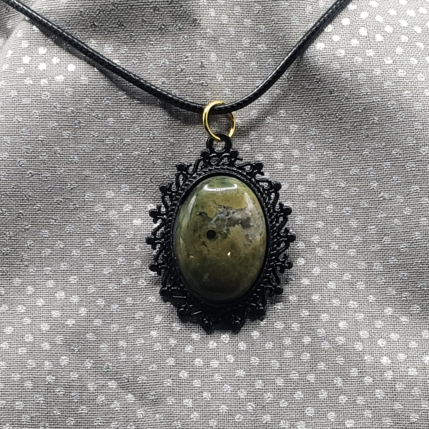 Ocean Jasper Crystal 1" Oval Natural Polished Stone Pendant Necklace (CJ00001) Simply CBD LLC