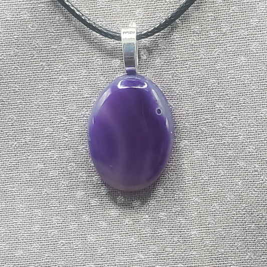 Amethyst Crystal 7/8" Oval Natural Stone Pendant Necklace 20" Black Cord (CJ00026) Simply CBD LLC
