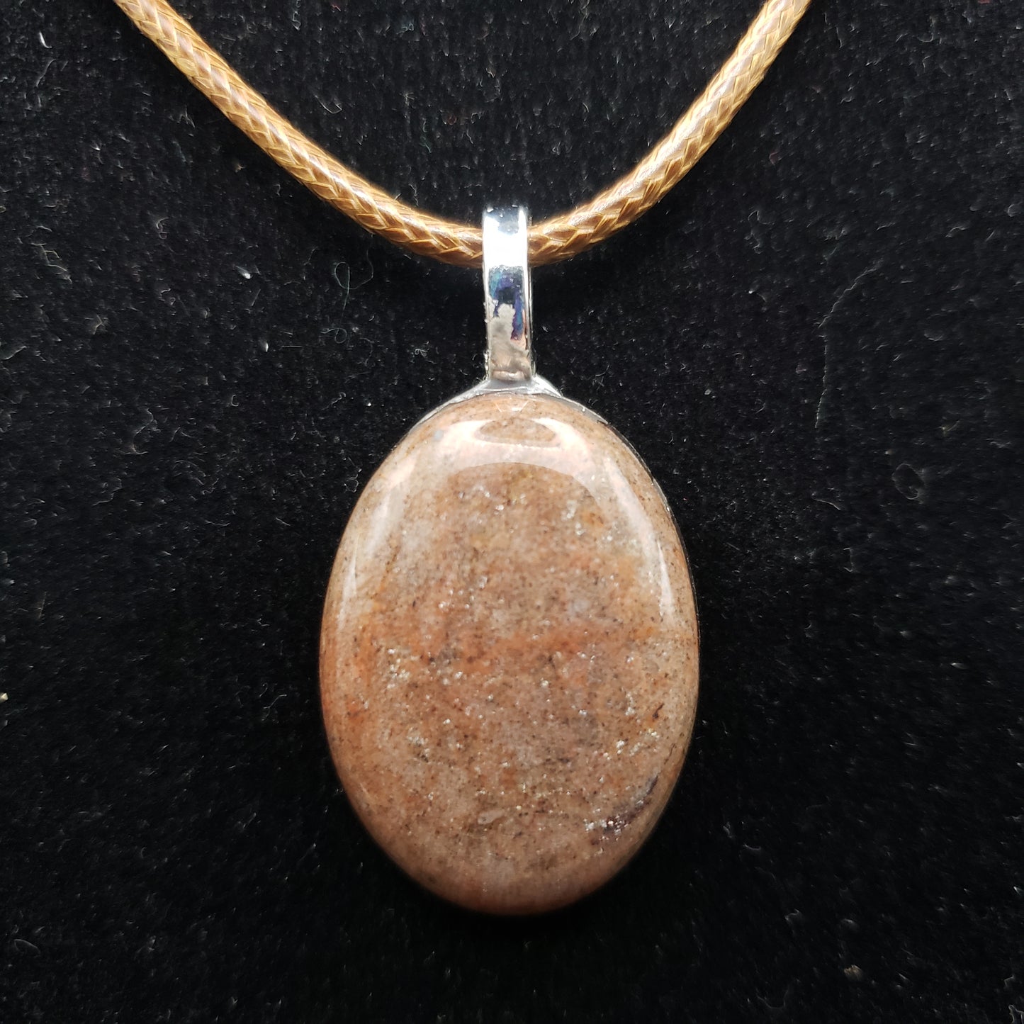 Brown Sparkle 1 1/8" Oval Stone Pendant Necklace 18" Brown Cord Jewelry (CJ00043) Simply CBD LLC