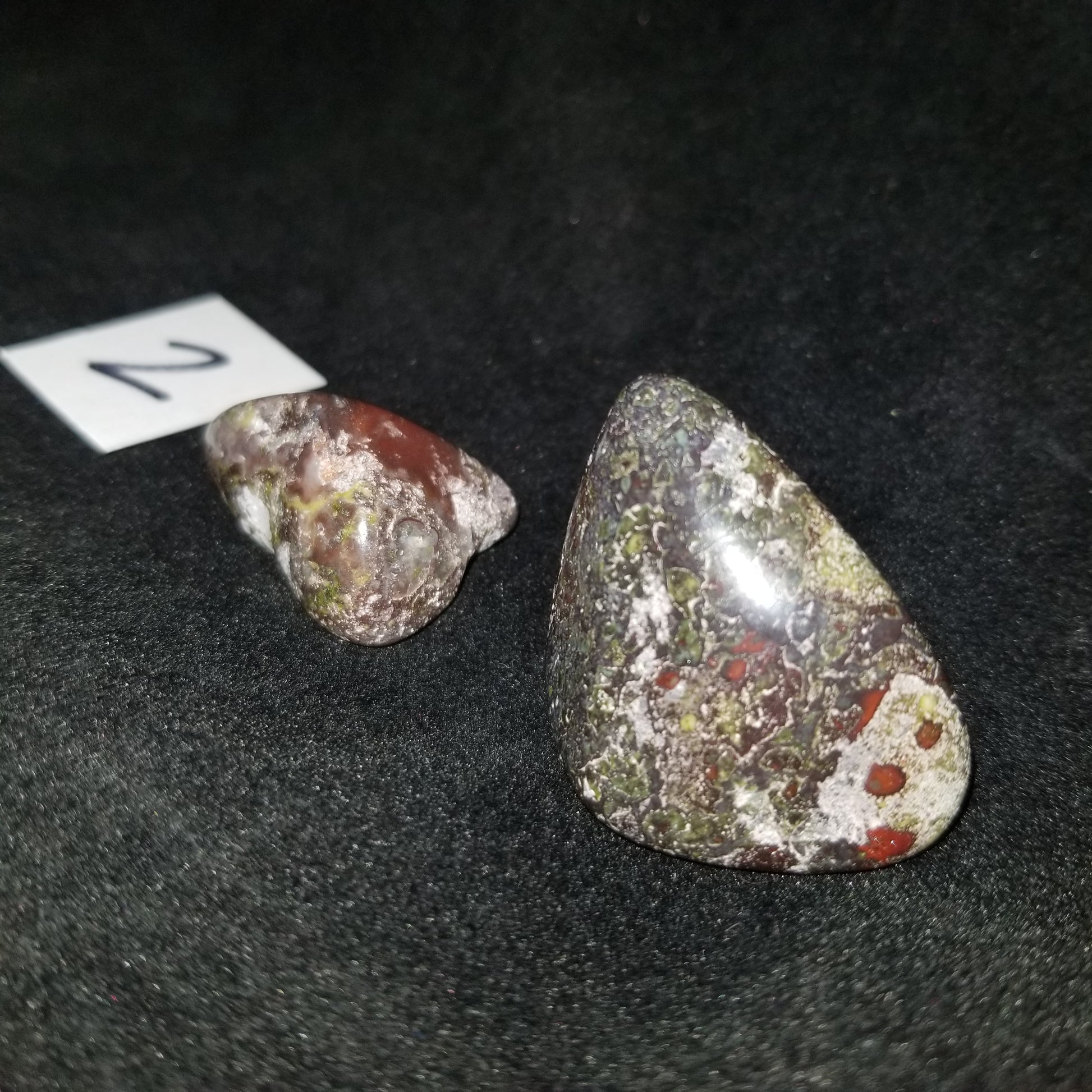 Dragon Bloodstone Jasper Tumbled Polished Stones 40gram PAIR Courage Strength (DRBL2) Simply CBD LLC