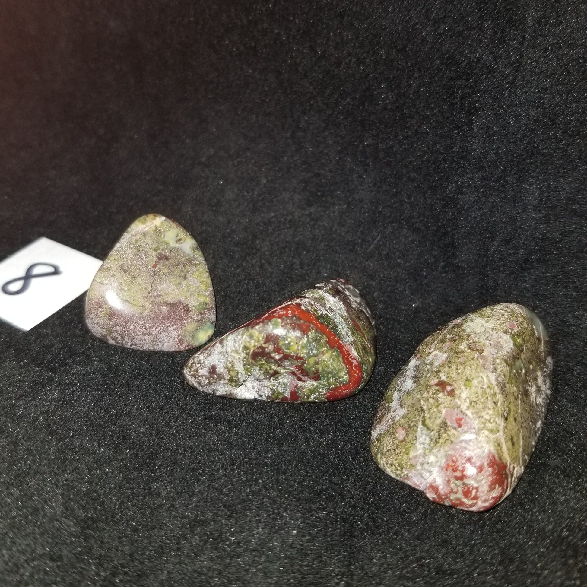 Dragon Bloodstone Jasper Tumbled Polished Stones 60gram TRIO Courage Strength (DRBL8) Simply CBD LLC