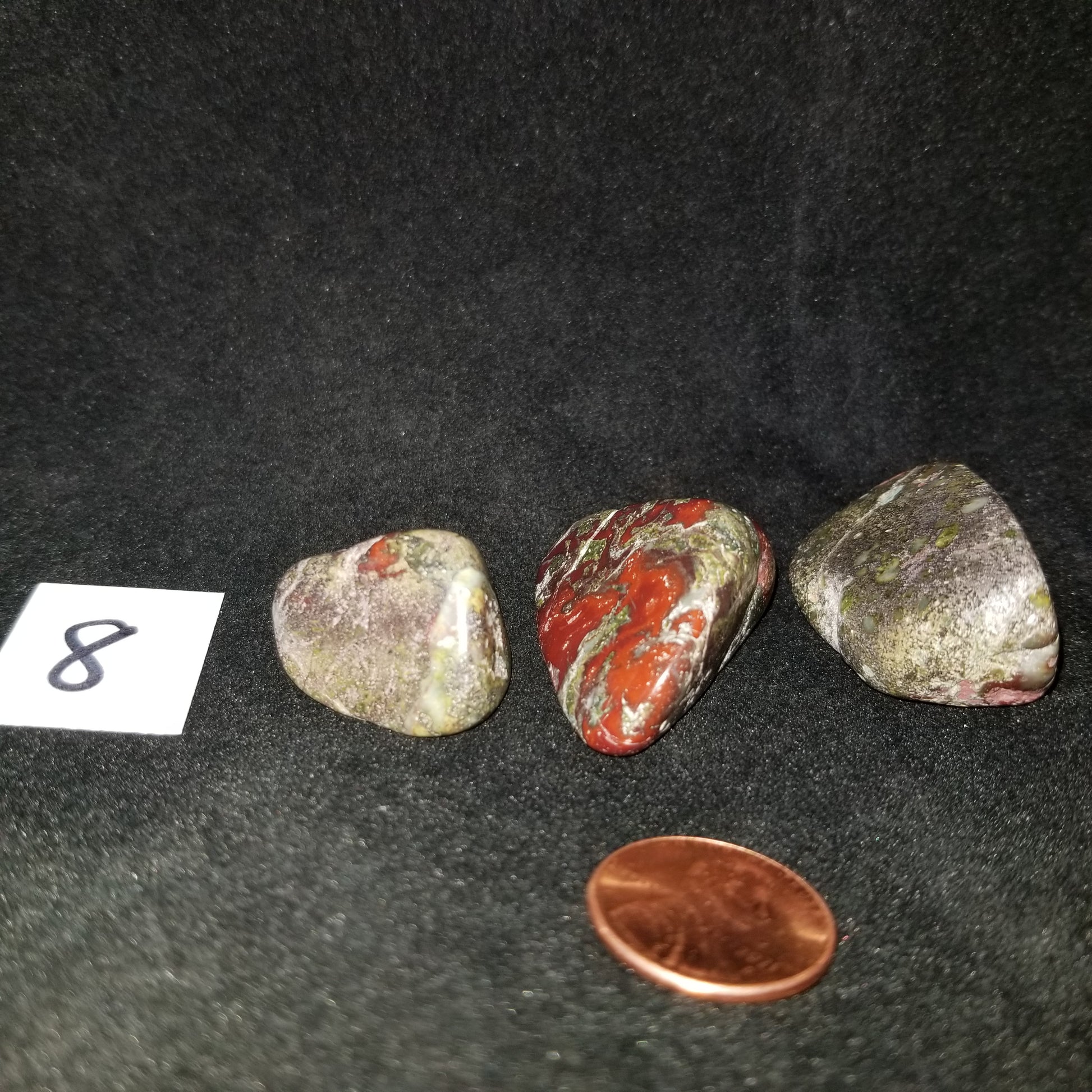 Dragon Bloodstone Jasper Tumbled Polished Stones 60gram TRIO Courage Strength (DRBL8) Simply CBD LLC