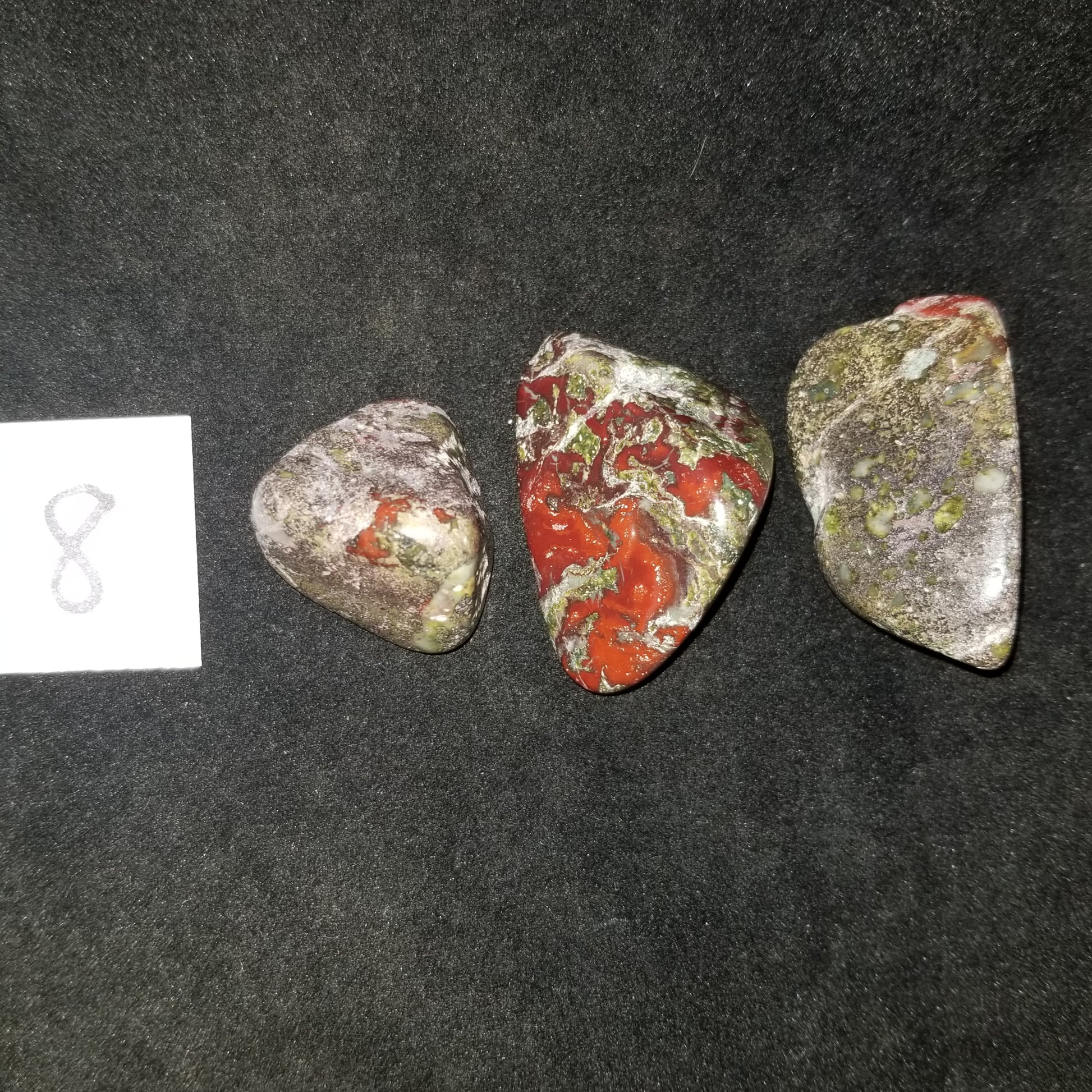 Dragon Bloodstone Jasper Tumbled Polished Stones 60gram TRIO Courage Strength (DRBL8) Simply CBD LLC