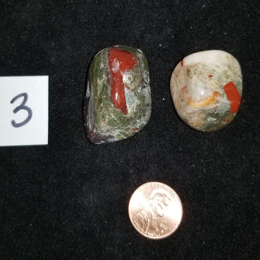 Dragon Bloodstone Jasper Tumbled Polished Stones 40gram PAIR Courage Strength (DRBL3) Simply CBD LLC