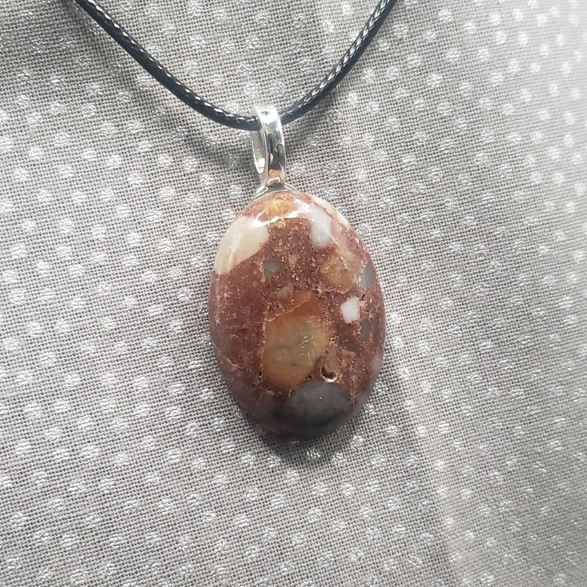 Spotted Jasper Crystal 1 1/4" Oval Natural Stone Pendant Necklace (CJ00032) Simply CBD LLC
