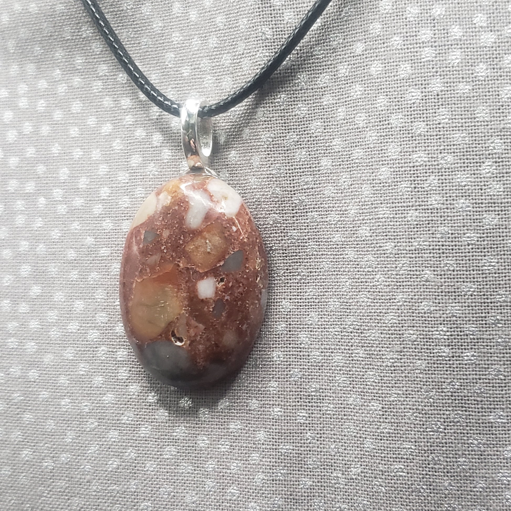 Spotted Jasper Crystal 1 1/4" Oval Natural Stone Pendant Necklace (CJ00032) Simply CBD LLC