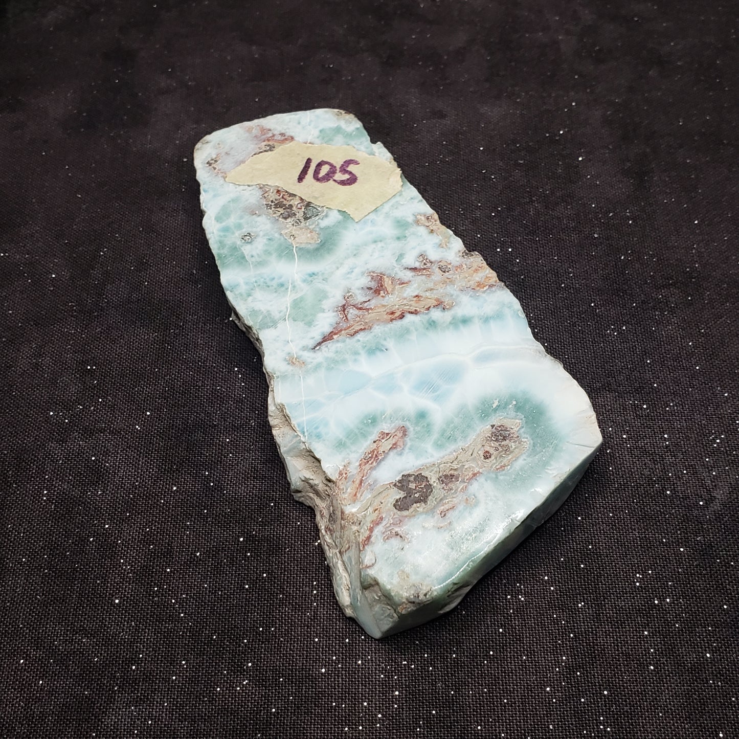 Larimar Lapidary Stone Polished 108 grams 4 x 1.75 inch spectacular Blue/Green LAR105 Simply CBD LLC