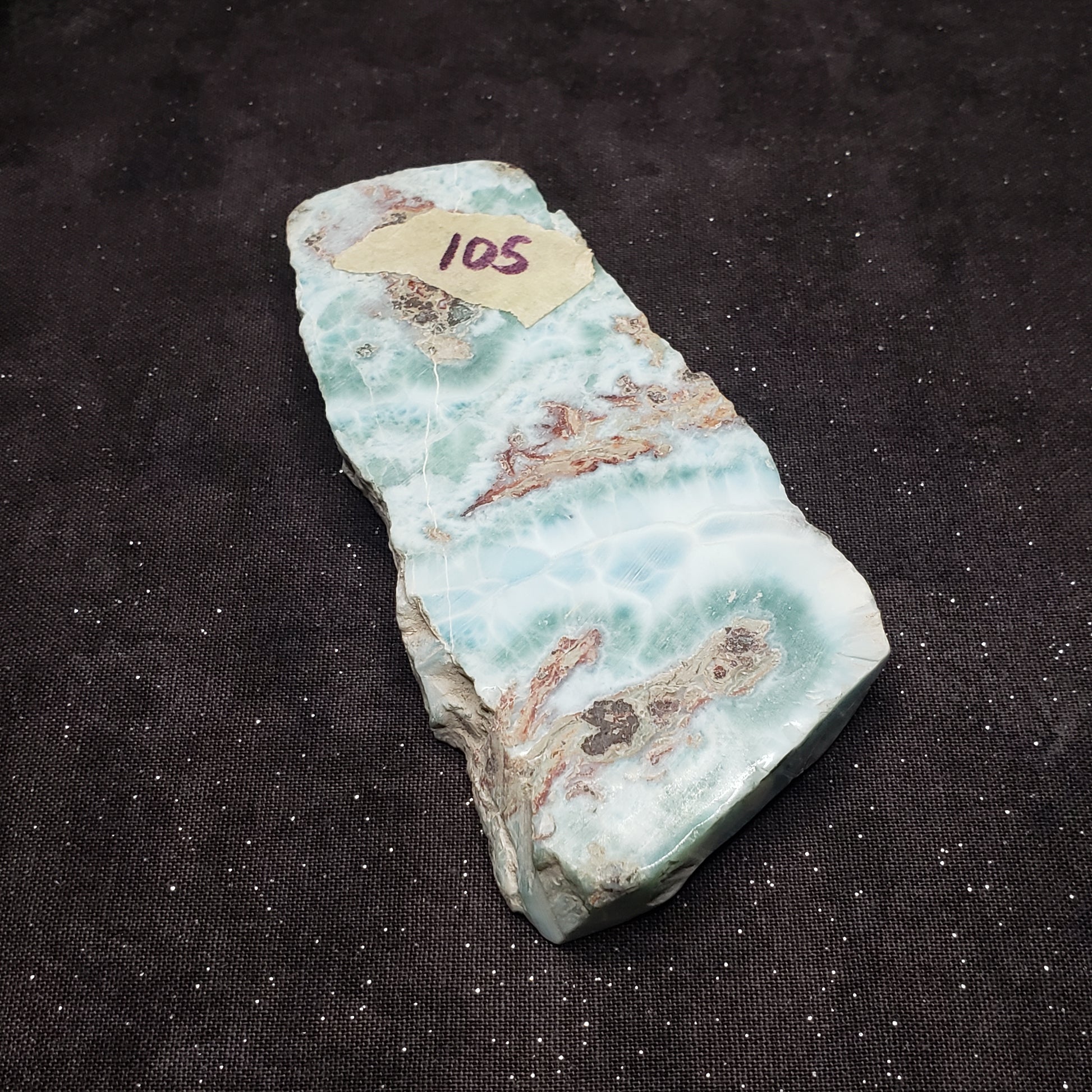 Larimar Lapidary Stone Polished 108 grams 4 x 1.75 inch spectacular Blue/Green LAR105 Simply CBD LLC