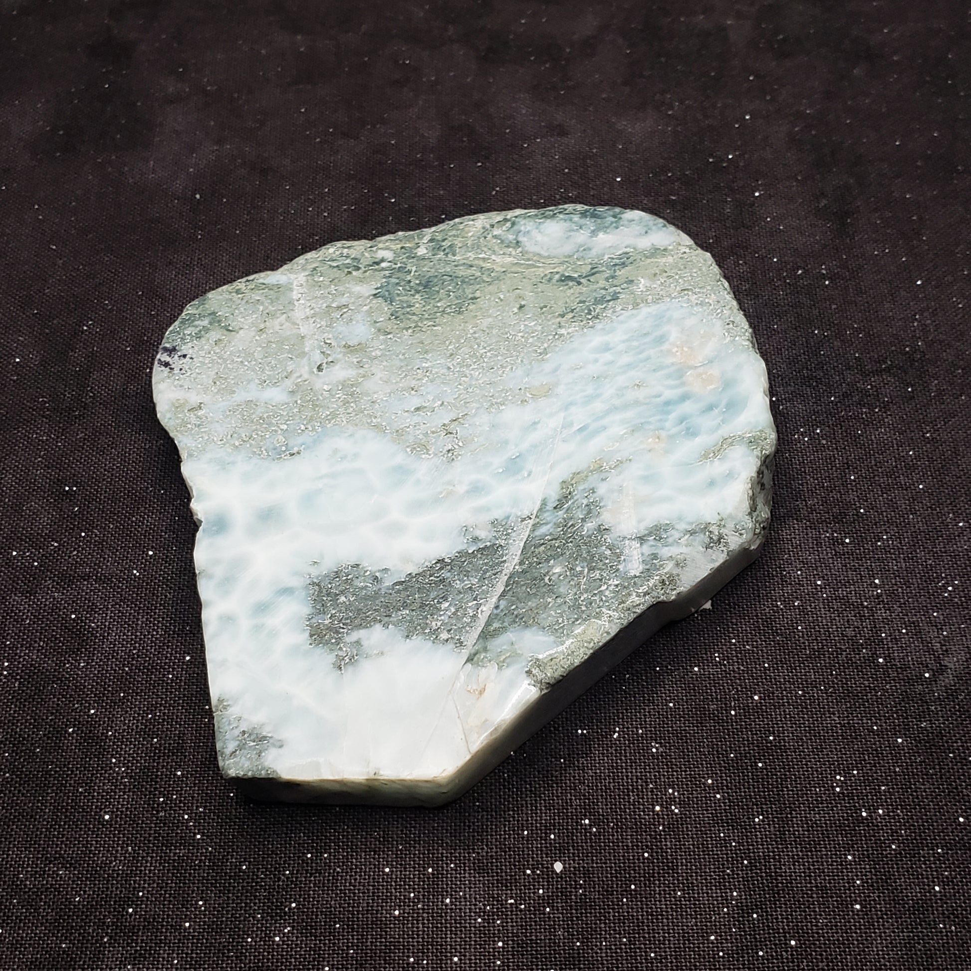 Larimar Lapidary Stone Stunning color 3.25 x 2.75 inches Raw Natural 120 grams LAR115A Simply CBD LLC
