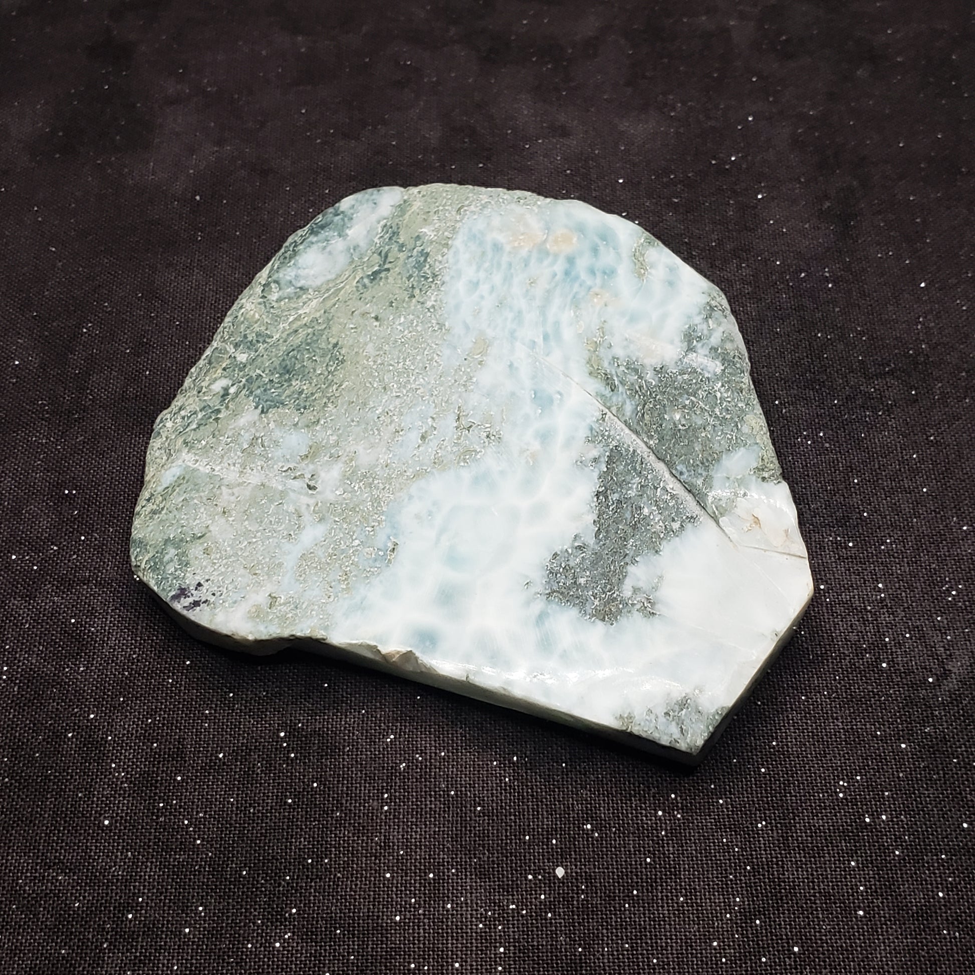 Larimar Lapidary Stone Stunning color 3.25 x 2.75 inches Raw Natural 120 grams LAR115A Simply CBD LLC